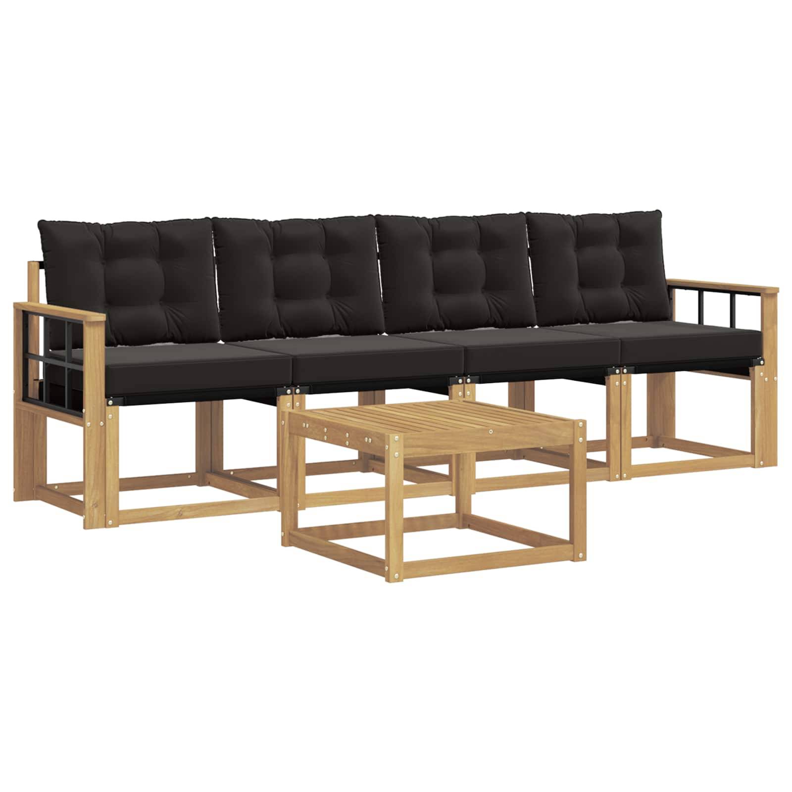 vidaXL Outdoor-Sofagarnitur mit Kissen 5 pcs Weiß und Schwarz