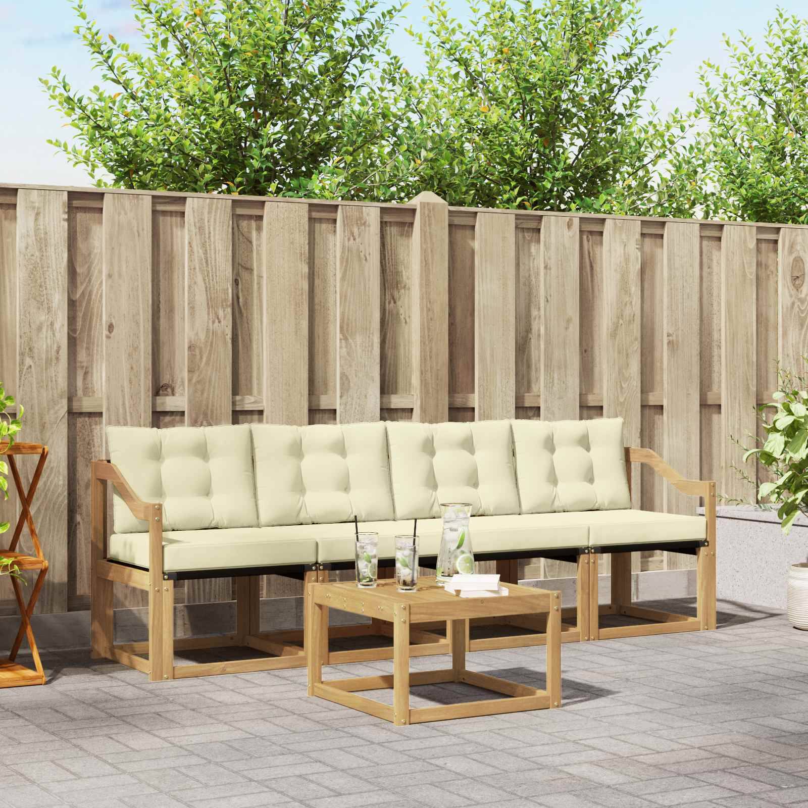 vidaXL Outdoor-Sofagarnitur mit Kissen 5 pcs Weiß und Creme