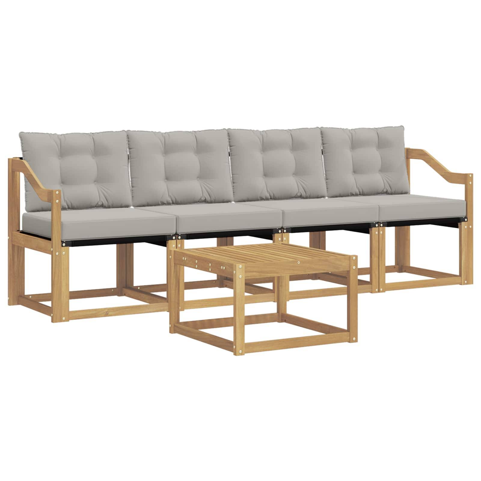 vidaXL Outdoor-Sofagarnitur mit Kissen 5 pcs Weiß und Hellgrau