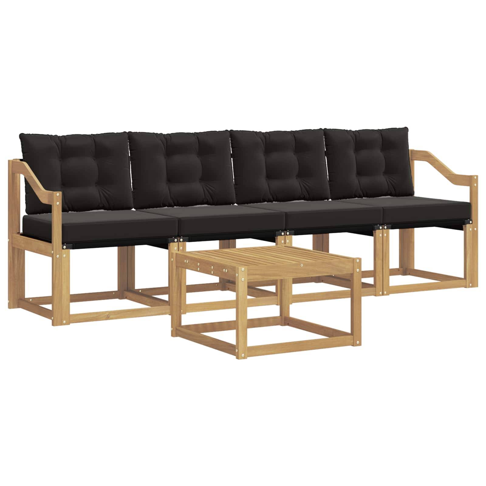 vidaXL Outdoor-Sofagarnitur mit Kissen 5 pcs Weiß und Schwarz