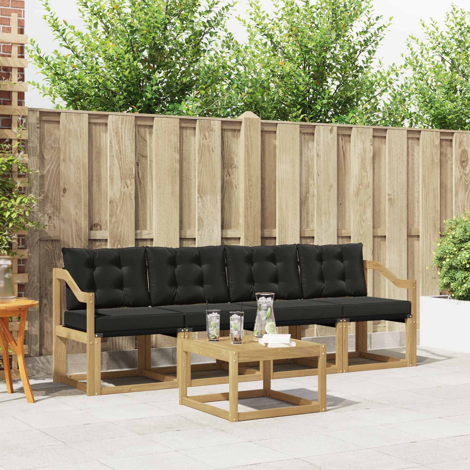 vidaXL Outdoor-Sofagarnitur mit Kissen 5 pcs Weiß und Schwarz