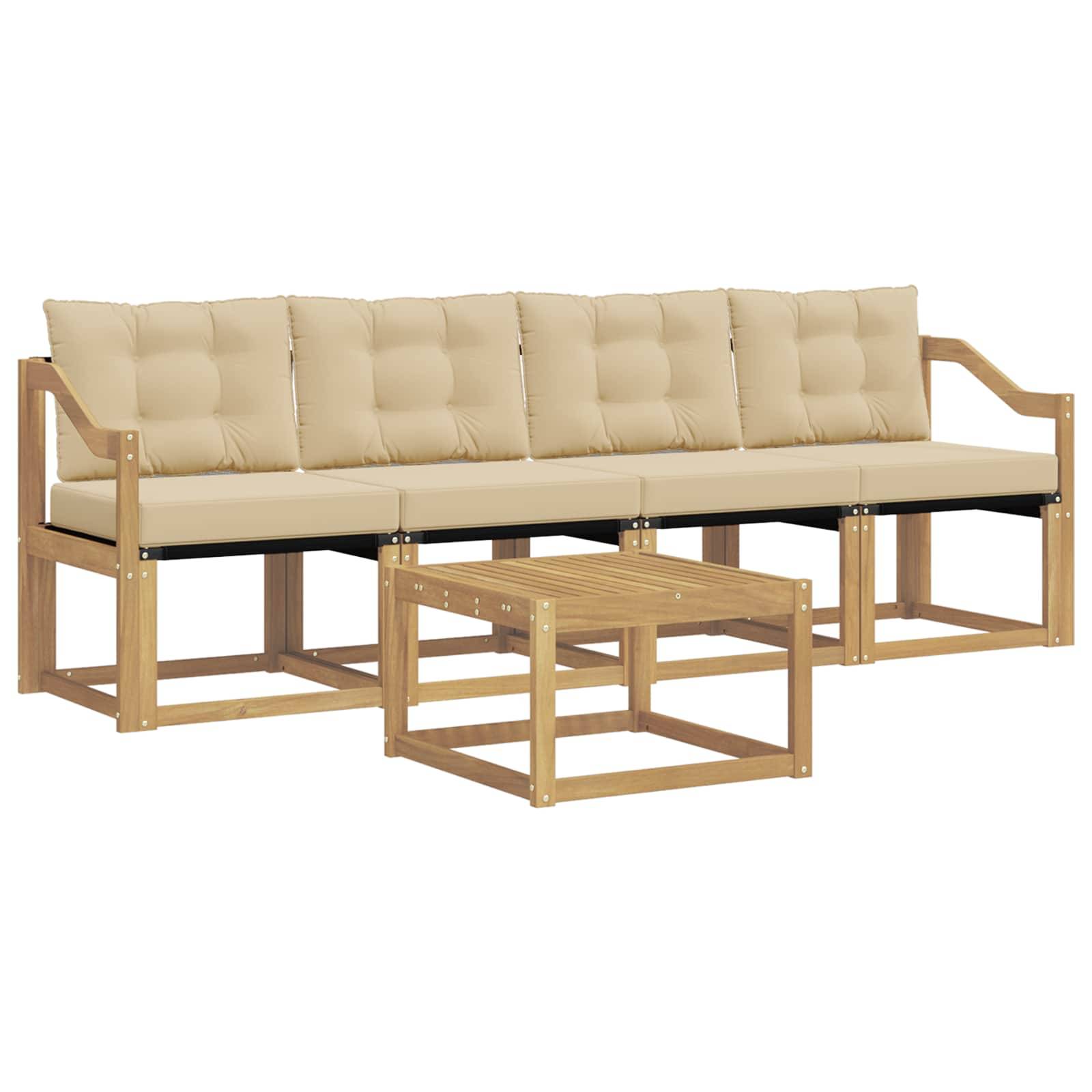 vidaXL Outdoor-Sofagarnitur mit Kissen 5 pcs Weiß und Beige