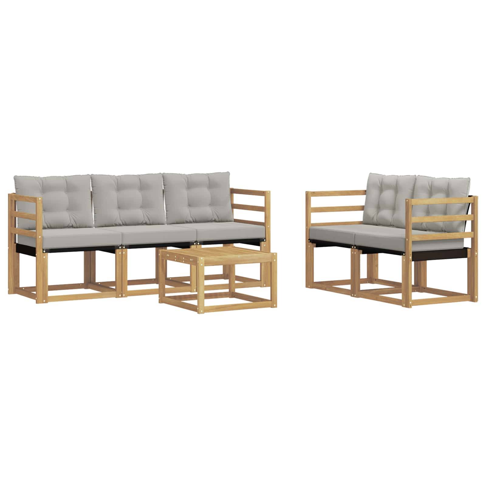 vidaXL Outdoor-Sofagarnitur mit Kissen 6 pcs Weiß und Hellgrau