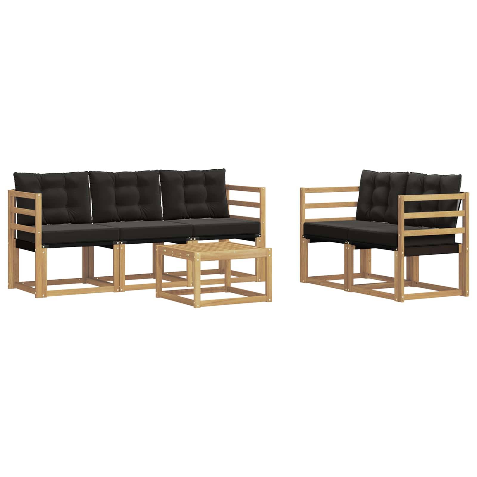 vidaXL Outdoor-Sofagarnitur mit Kissen 6 pcs Weiß und Schwarz