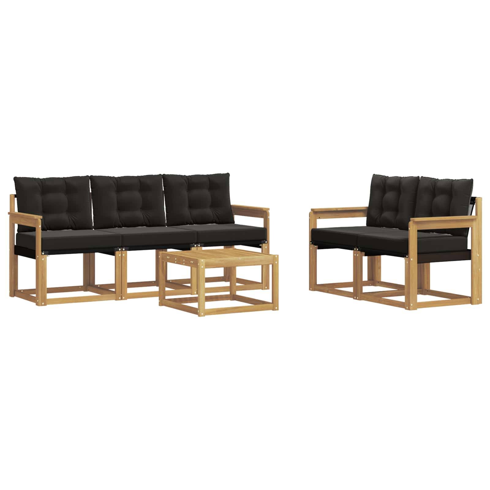vidaXL Outdoor-Sofagarnitur mit Kissen 6 pcs Weiß und Schwarz