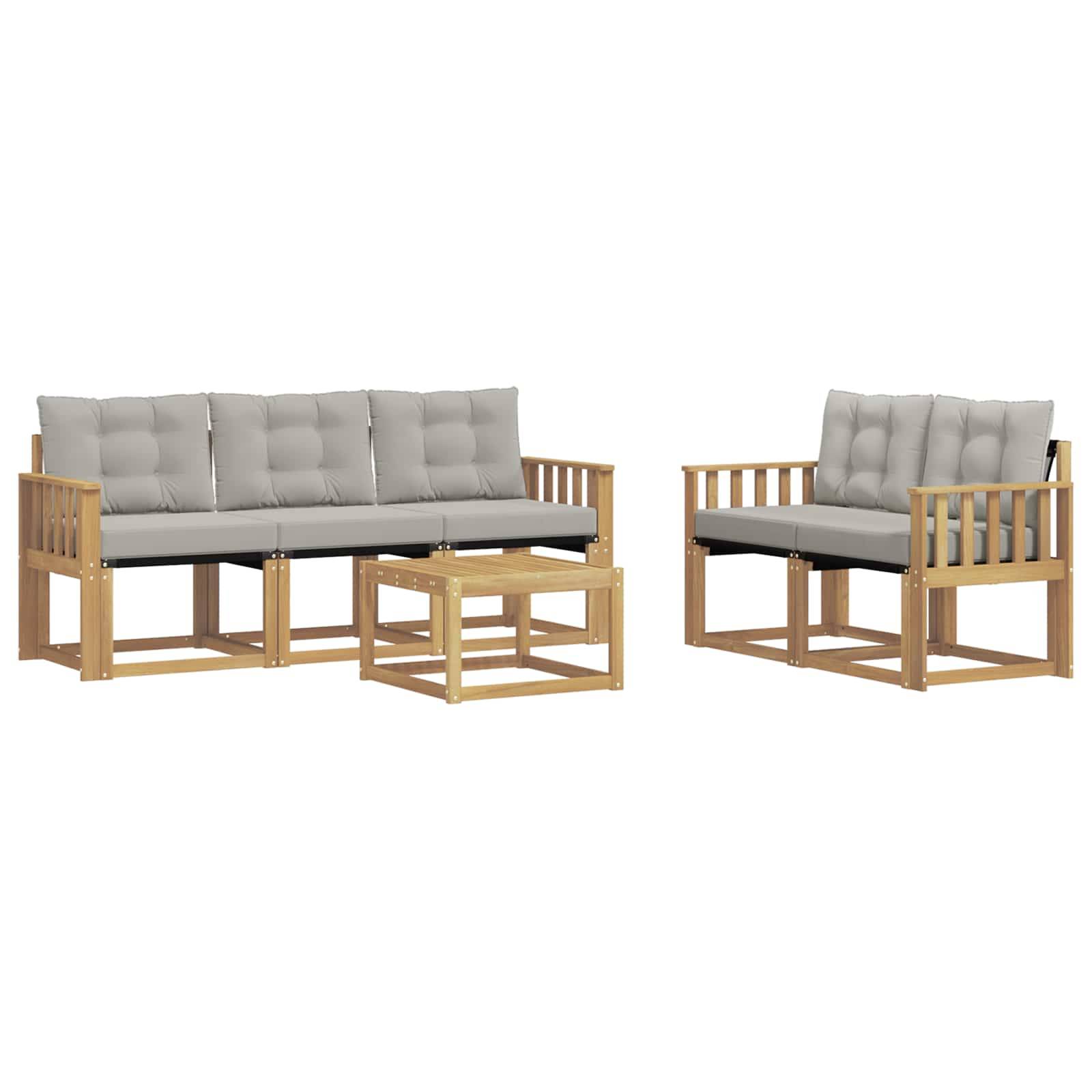 vidaXL Outdoor-Sofagarnitur mit Kissen 6 pcs Weiß und Hellgrau