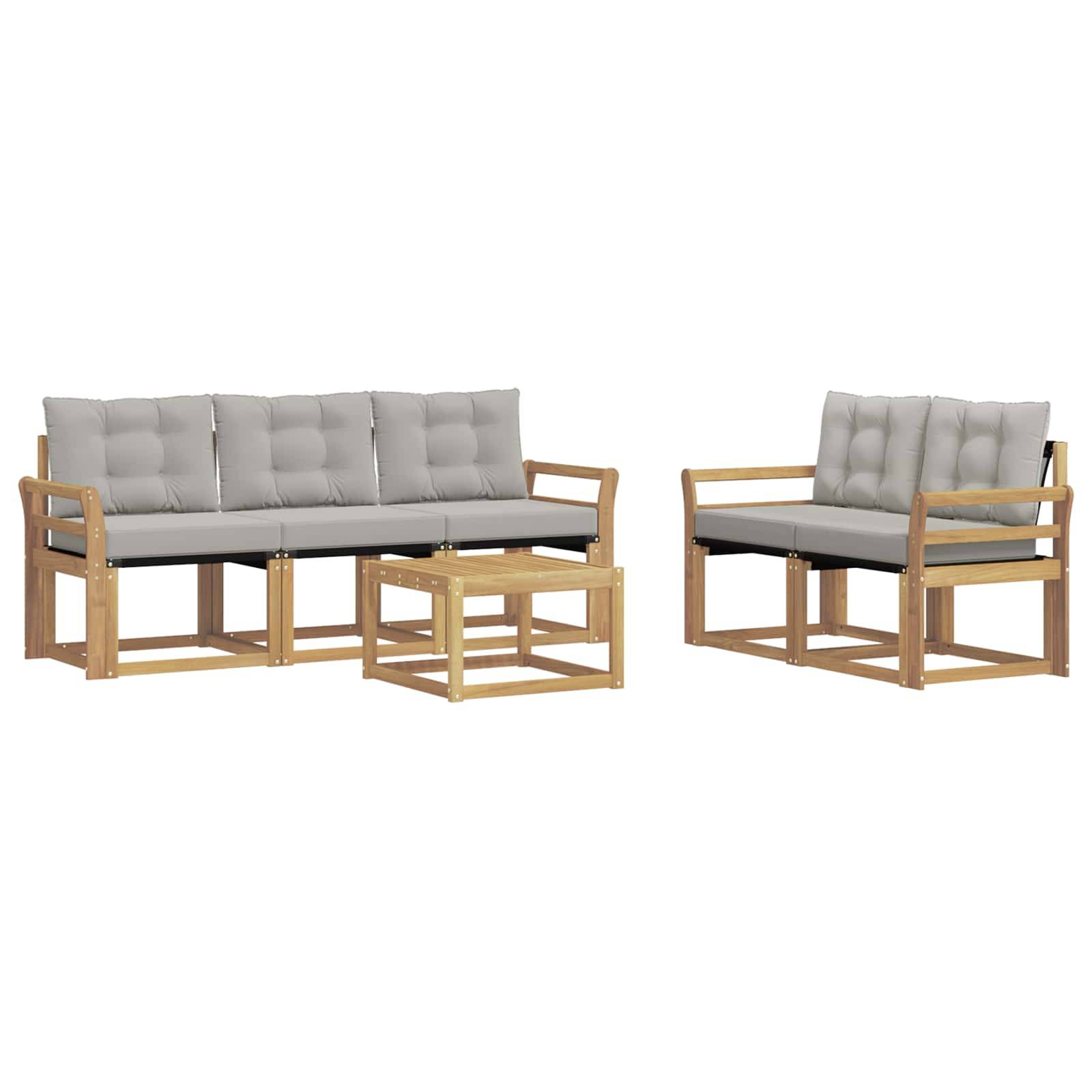 vidaXL Outdoor-Sofagarnitur mit Kissen 6 pcs Weiß und Hellgrau