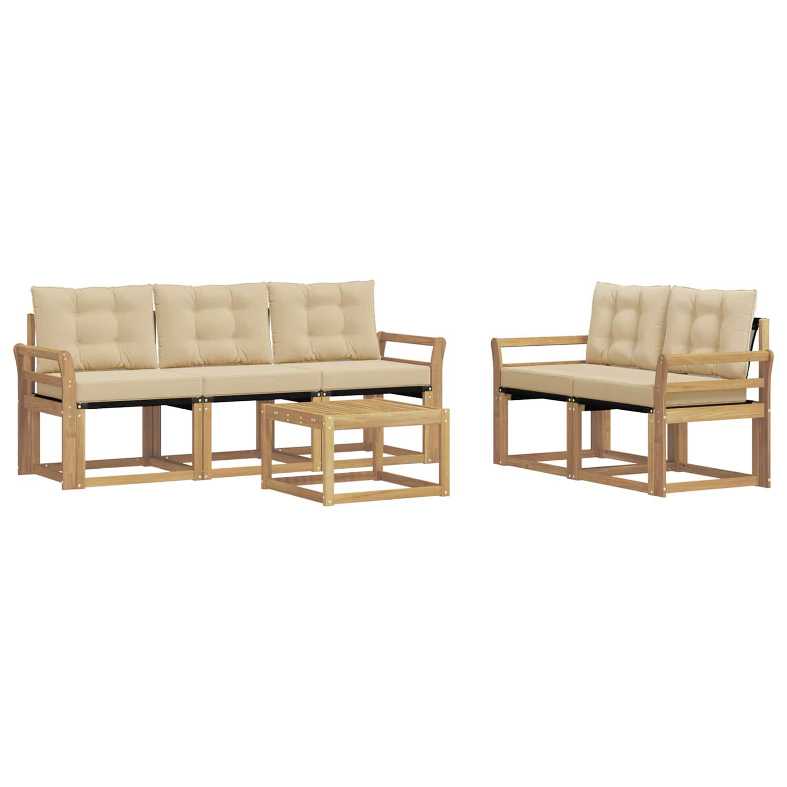 vidaXL Outdoor-Sofagarnitur mit Kissen 6 pcs Weiß und Beige