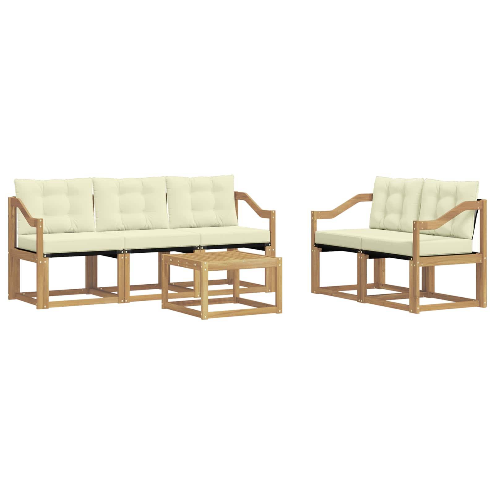 vidaXL Outdoor-Sofagarnitur mit Kissen 6 pcs Weiß und Creme