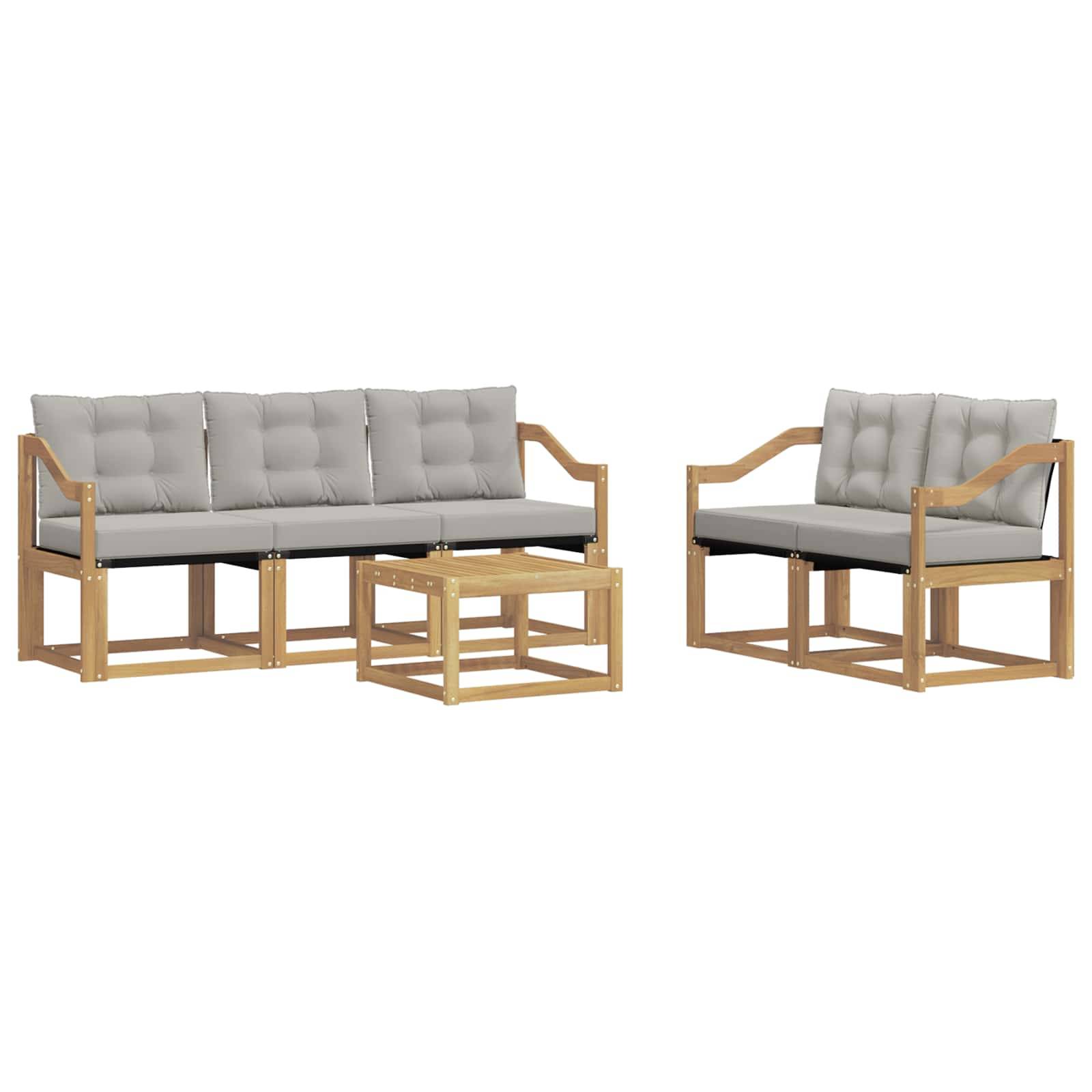 vidaXL Outdoor-Sofagarnitur mit Kissen 6 pcs Weiß und Hellgrau
