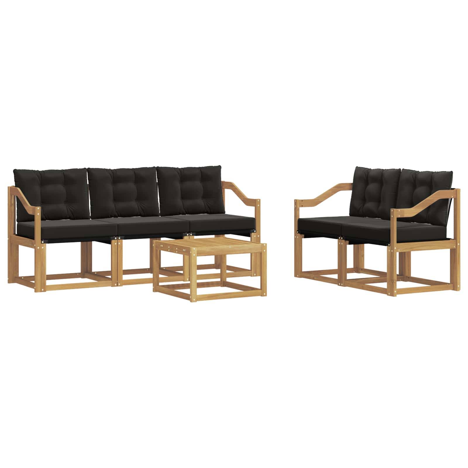 vidaXL Outdoor-Sofagarnitur mit Kissen 6 pcs Weiß und Schwarz