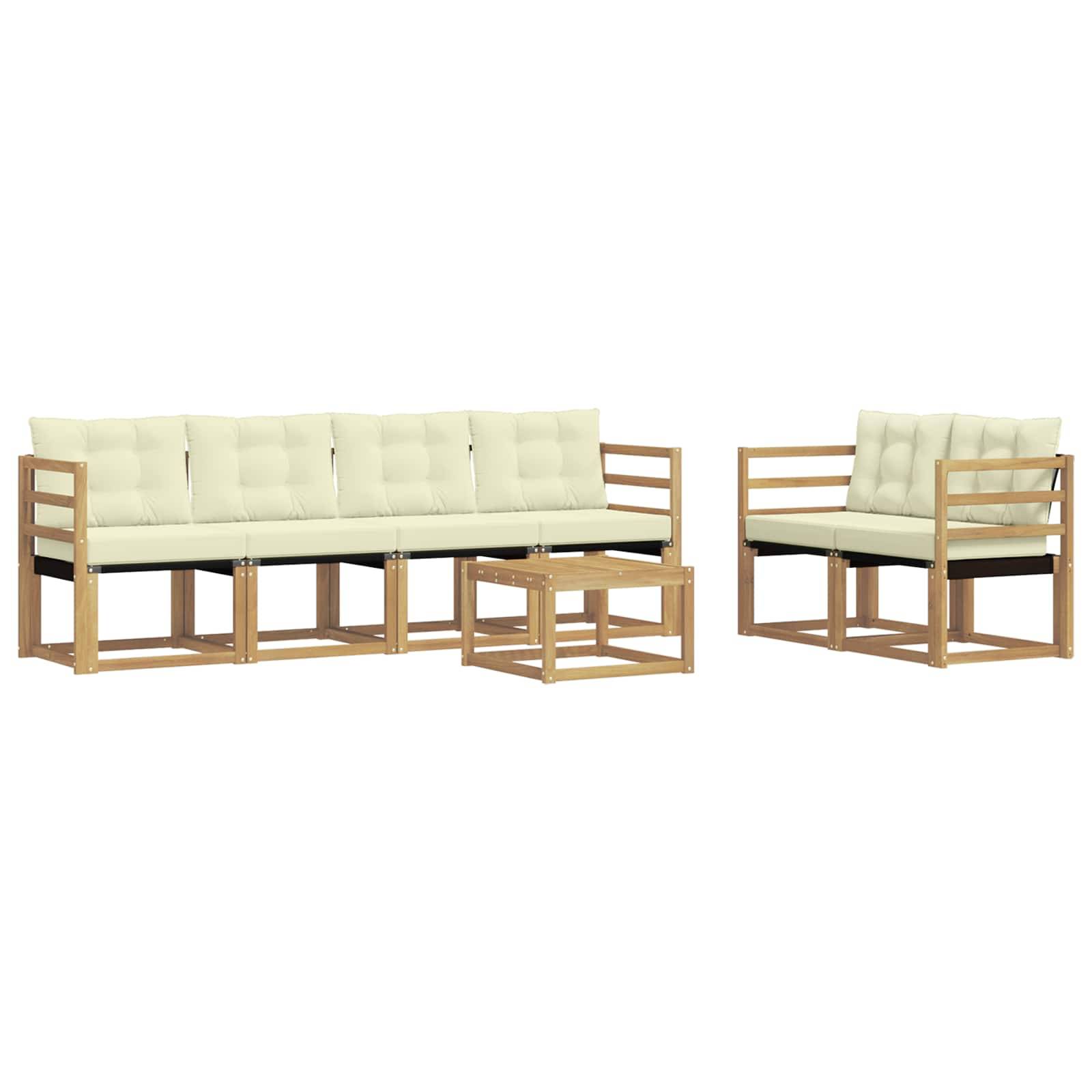 vidaXL Outdoor-Sofagarnitur mit Kissen 7 pcs Weiß und Creme