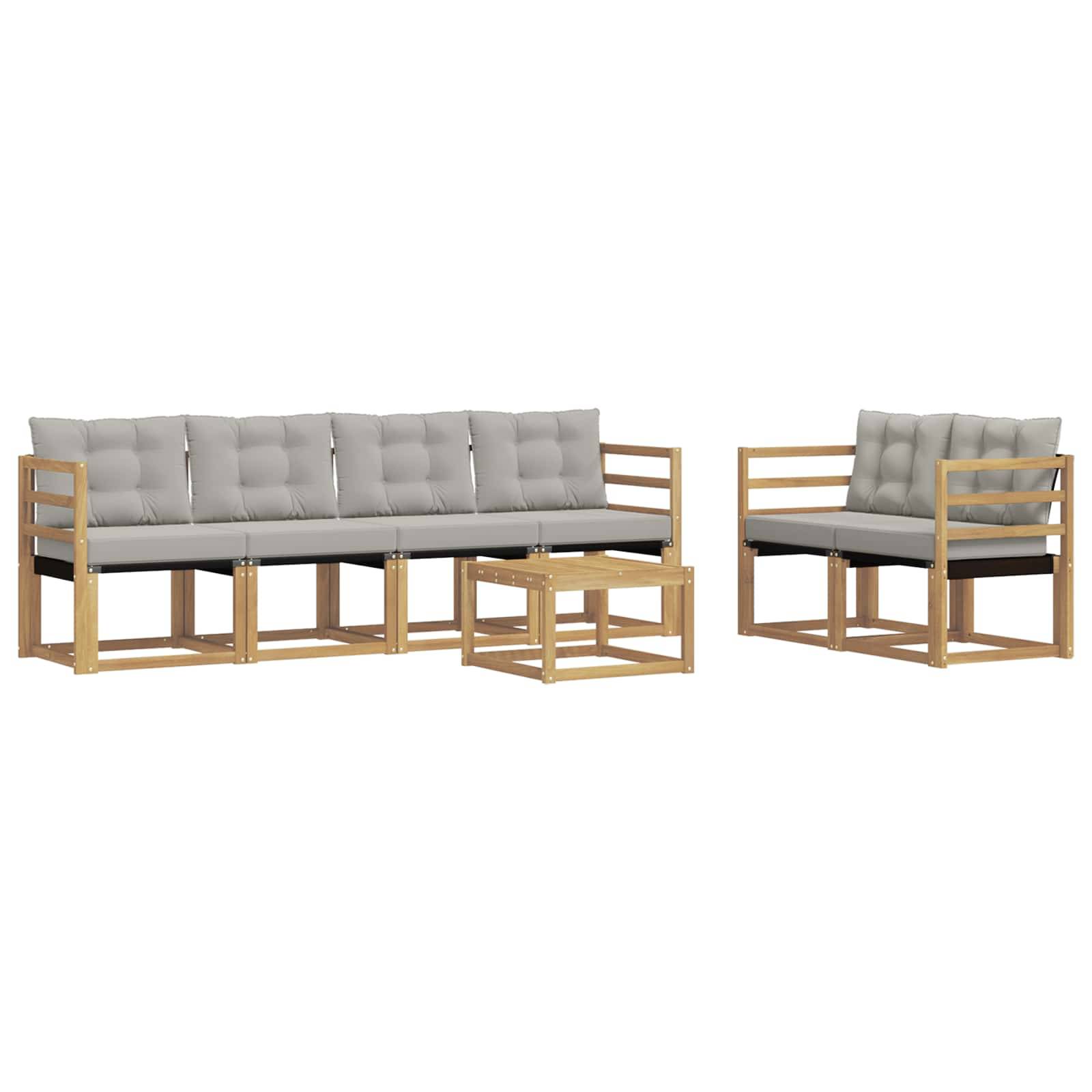 vidaXL Outdoor-Sofagarnitur mit Kissen 7 pcs Weiß und Hellgrau