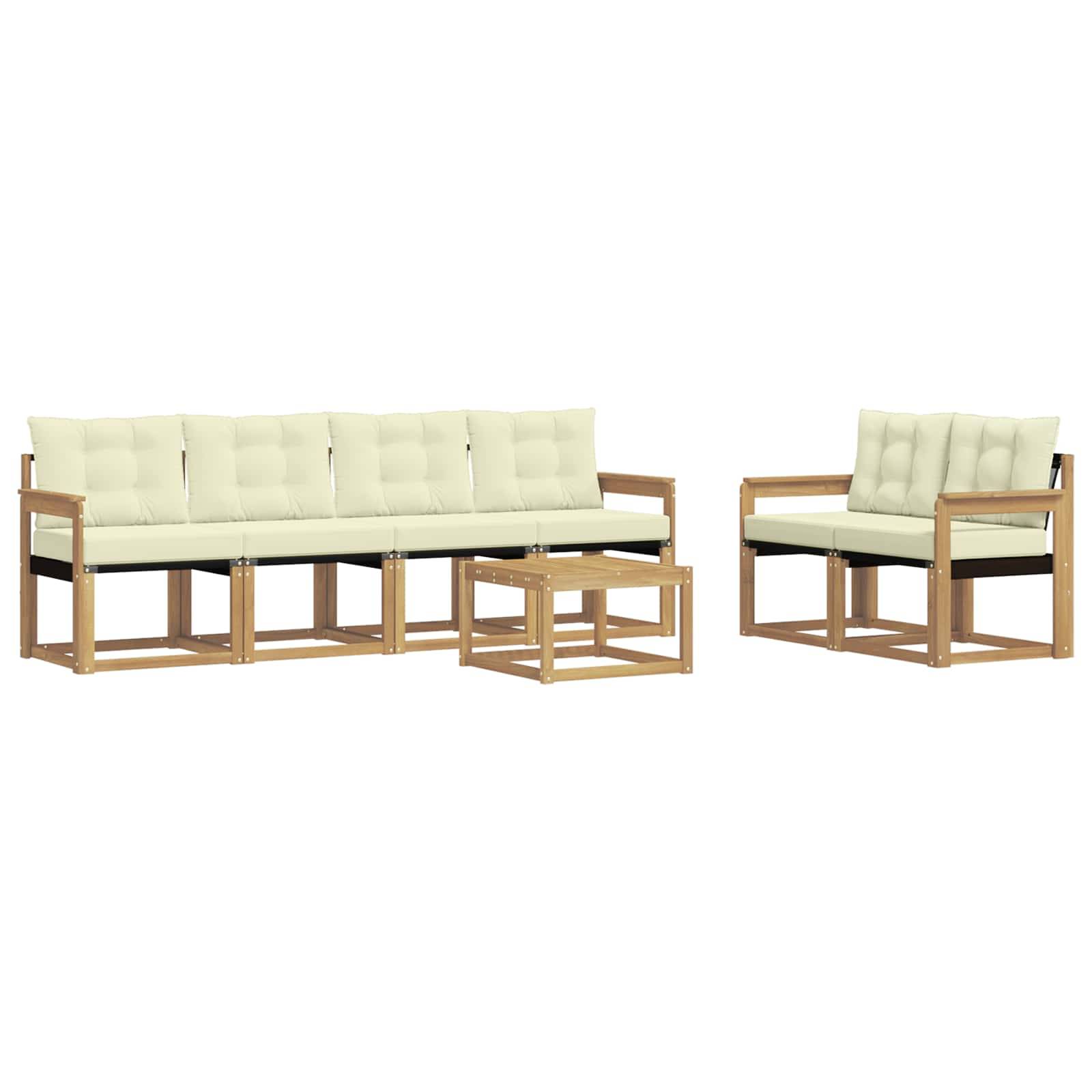 vidaXL Outdoor-Sofagarnitur mit Kissen 7 pcs Weiß und Creme