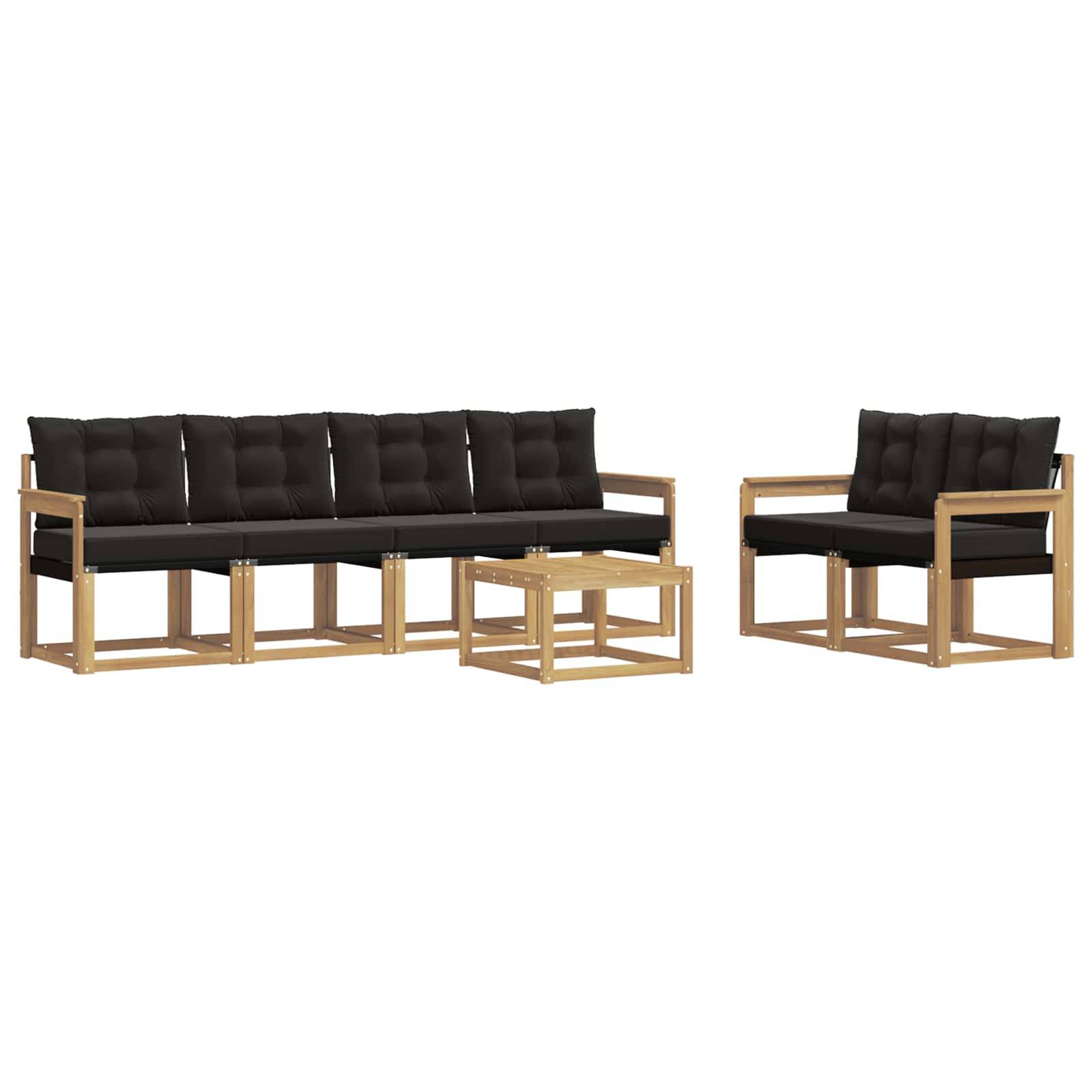 vidaXL Outdoor-Sofagarnitur mit Kissen 7 pcs Weiß und Schwarz
