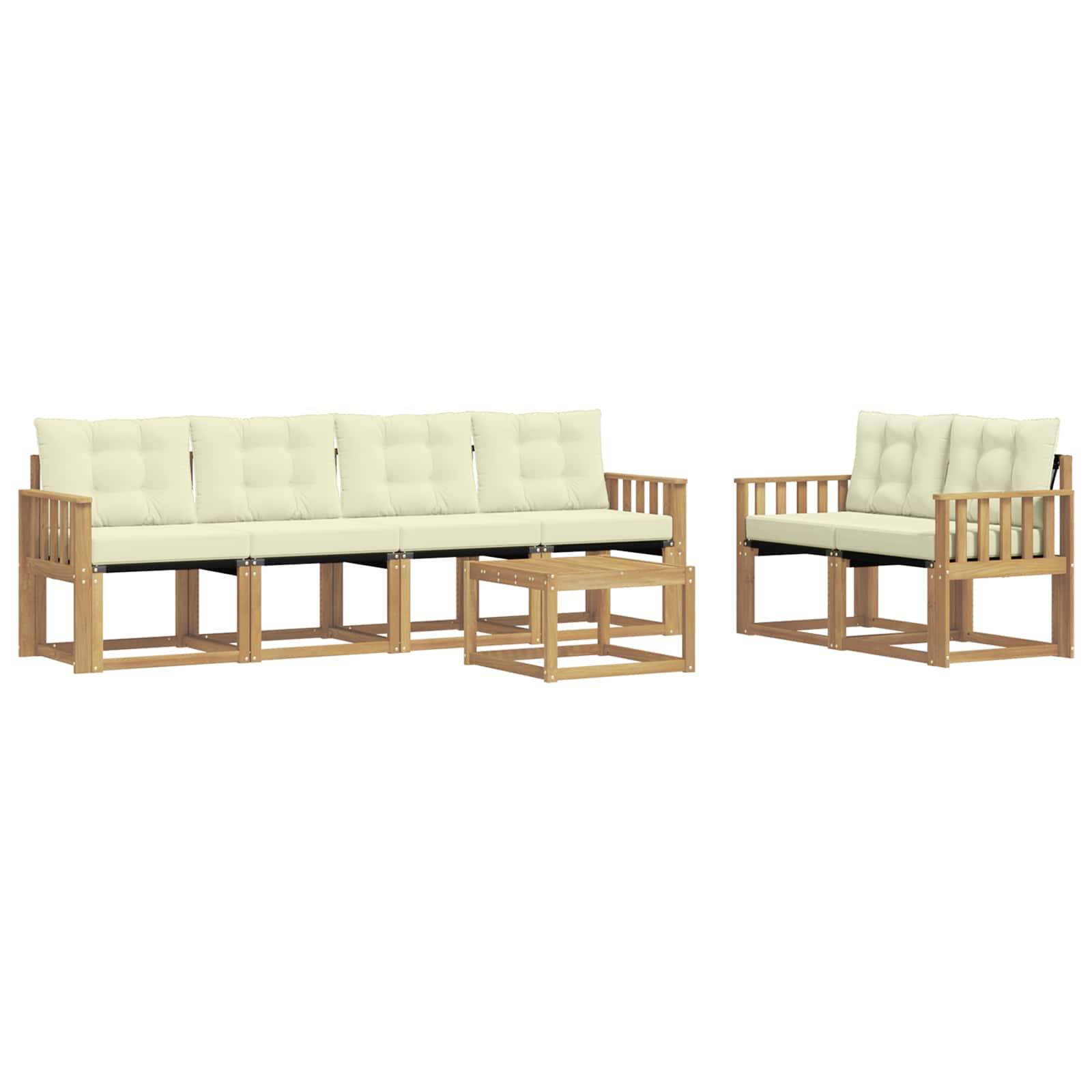 vidaXL Outdoor-Sofagarnitur mit Kissen 7 pcs Weiß und Creme