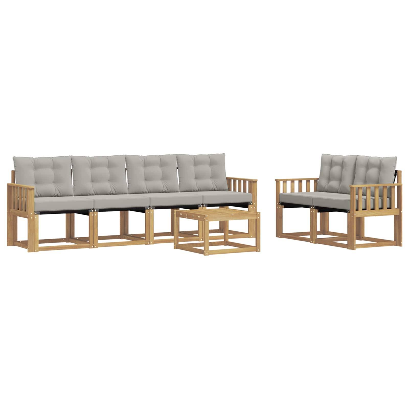 vidaXL Outdoor-Sofagarnitur mit Kissen 7 pcs Weiß und Hellgrau
