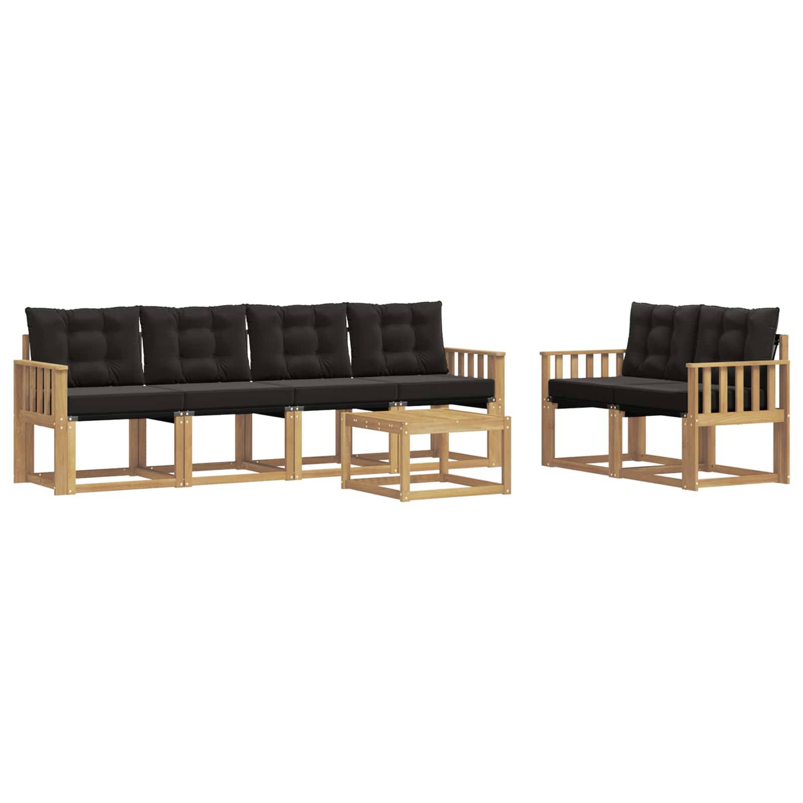 vidaXL Outdoor-Sofagarnitur mit Kissen 7 pcs Weiß und Schwarz