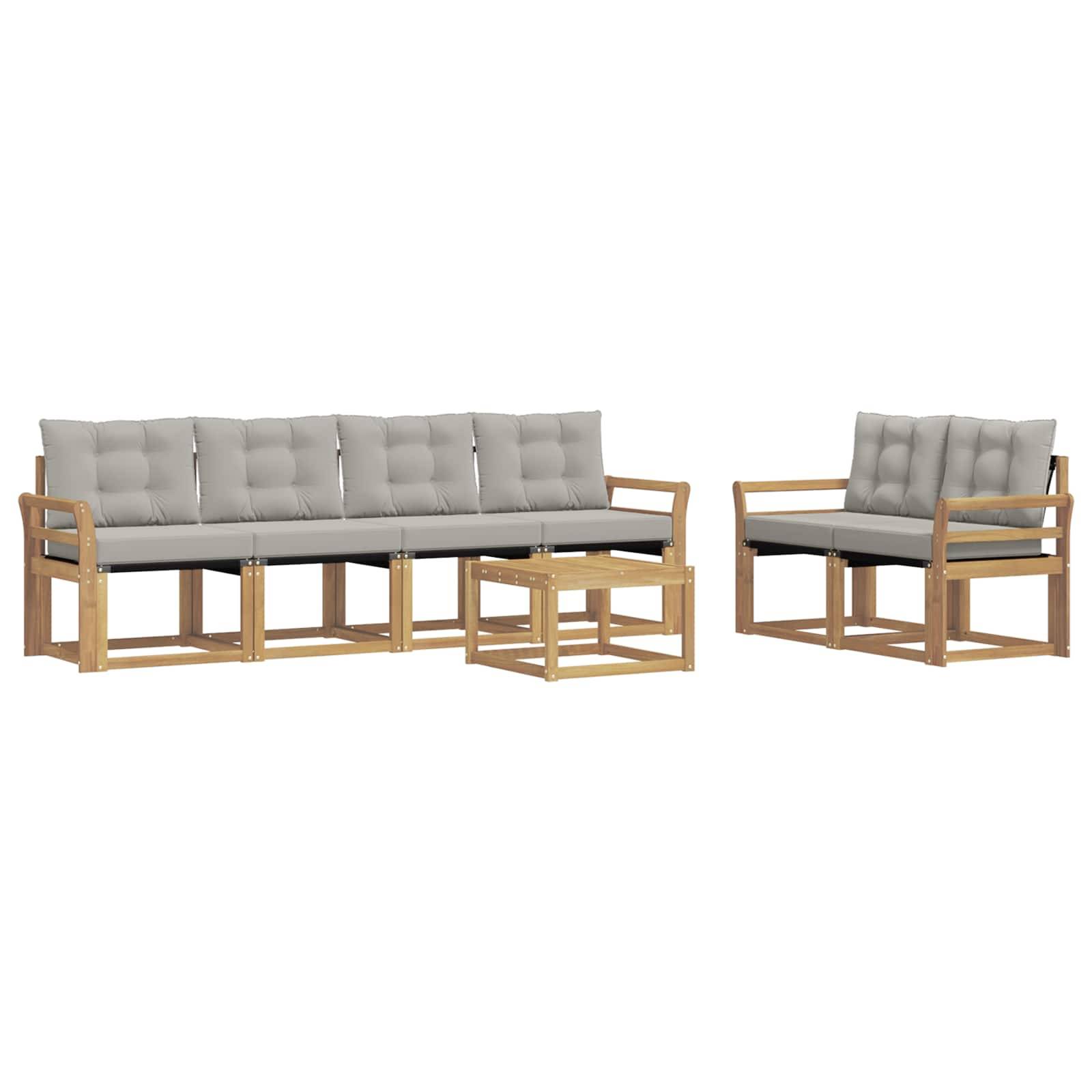 vidaXL Outdoor-Sofagarnitur mit Kissen 7 pcs Weiß und Hellgrau