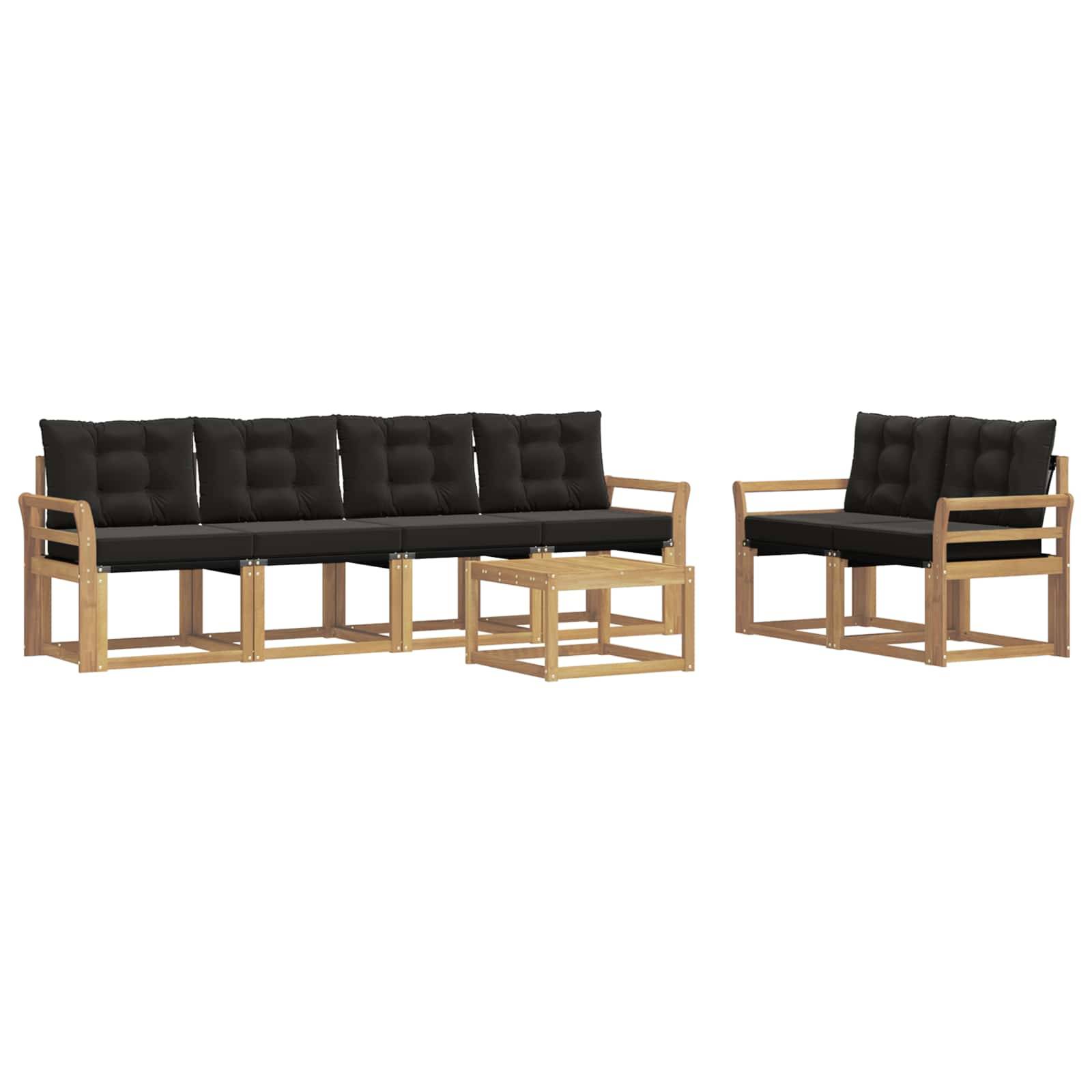 vidaXL Outdoor-Sofagarnitur mit Kissen 7 pcs Weiß und Schwarz