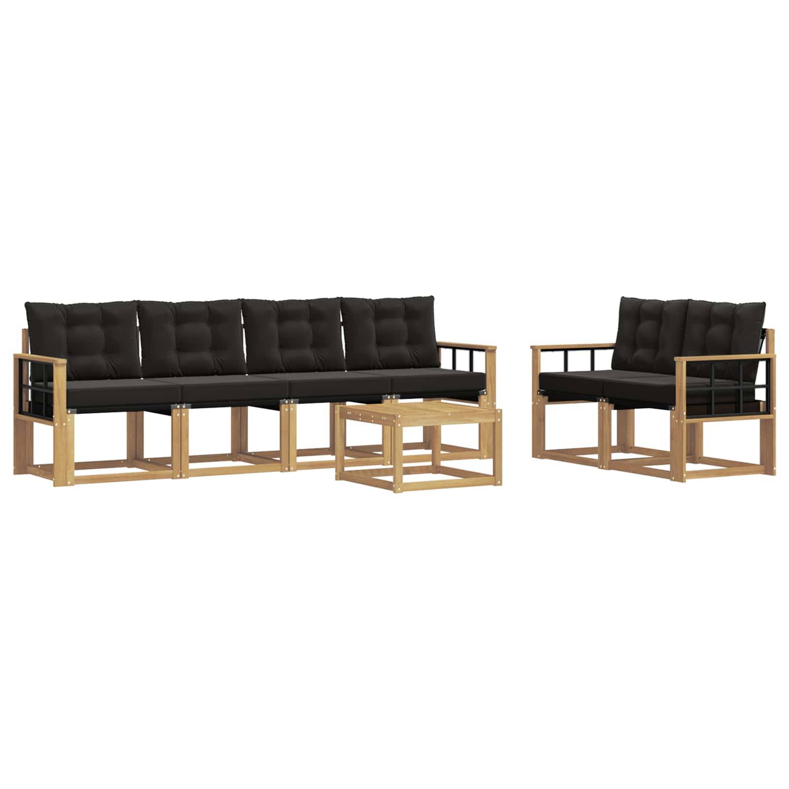 vidaXL Outdoor-Sofagarnitur mit Kissen 7 pcs Weiß und Schwarz