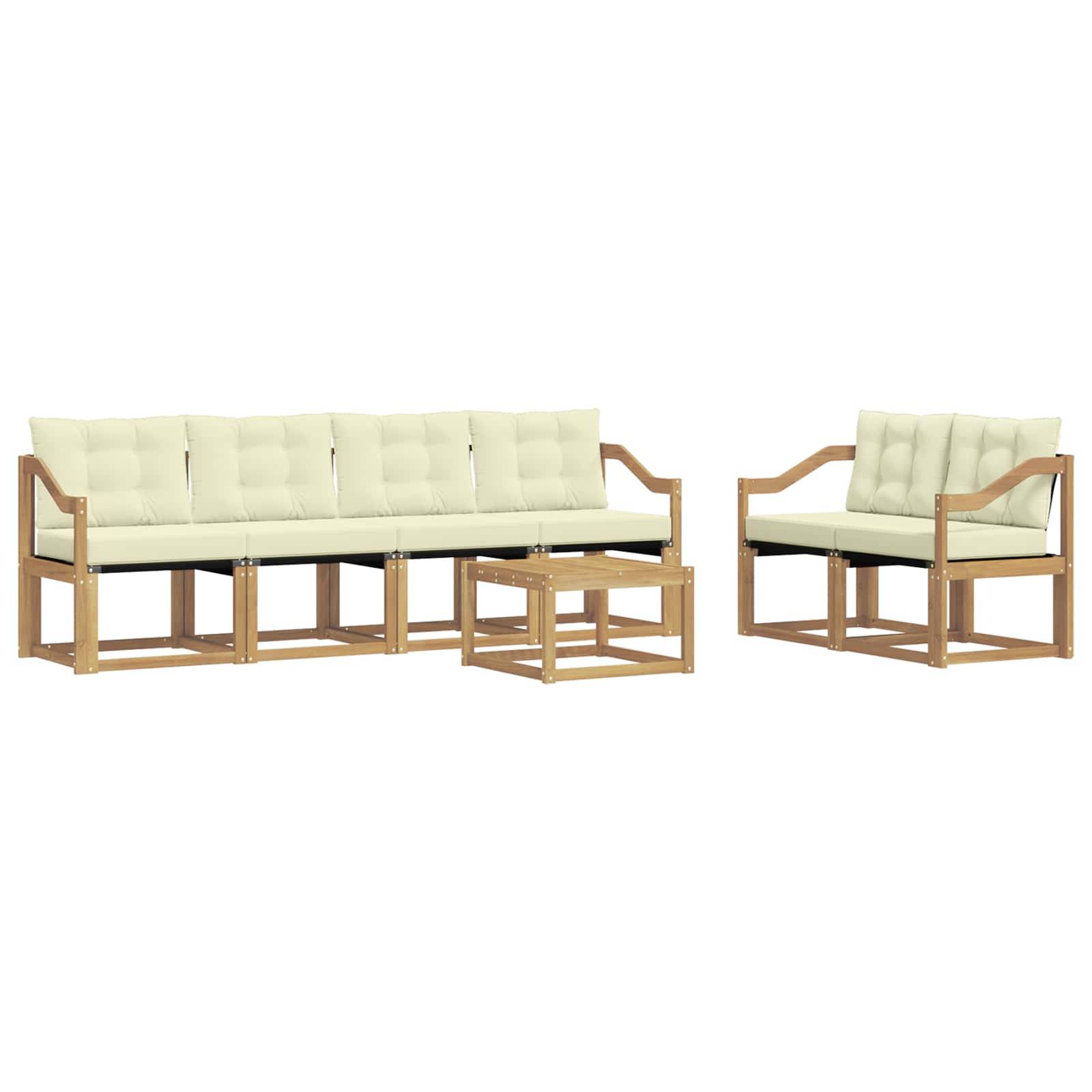 vidaXL Outdoor-Sofagarnitur mit Kissen 7 pcs Weiß und Creme