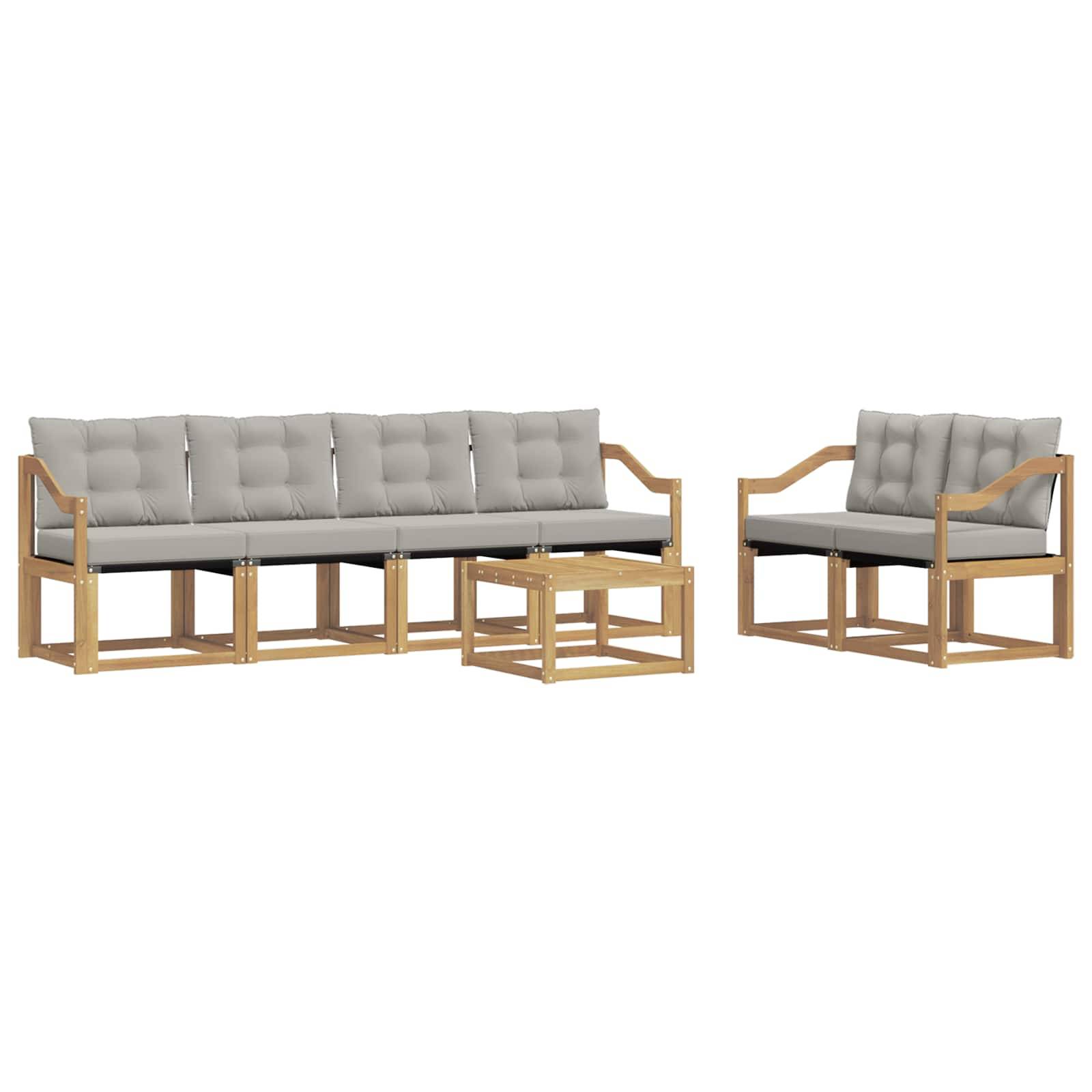 vidaXL Outdoor-Sofagarnitur mit Kissen 7 pcs Weiß und Hellgrau