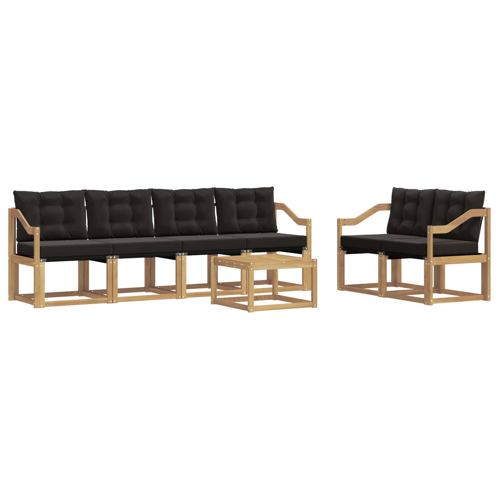 vidaXL Outdoor-Sofagarnitur mit Kissen 7 pcs Weiß und Schwarz