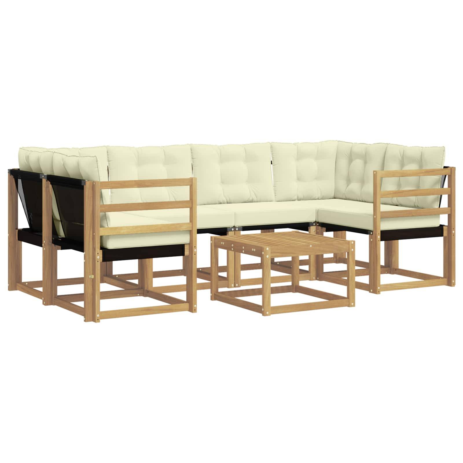 vidaXL Outdoor-Sofagarnitur mit Kissen 7 pcs Weiß und Creme