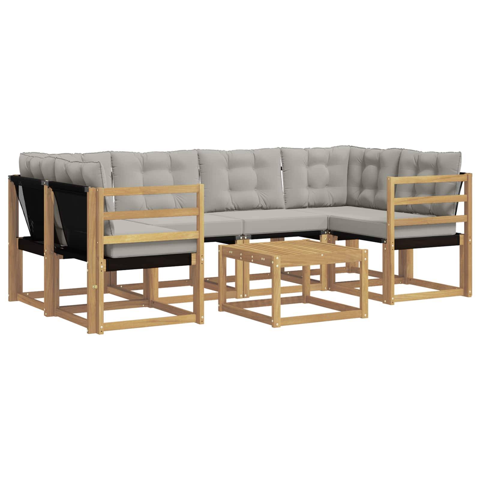 vidaXL Outdoor-Sofagarnitur mit Kissen 7 pcs Weiß und Hellgrau