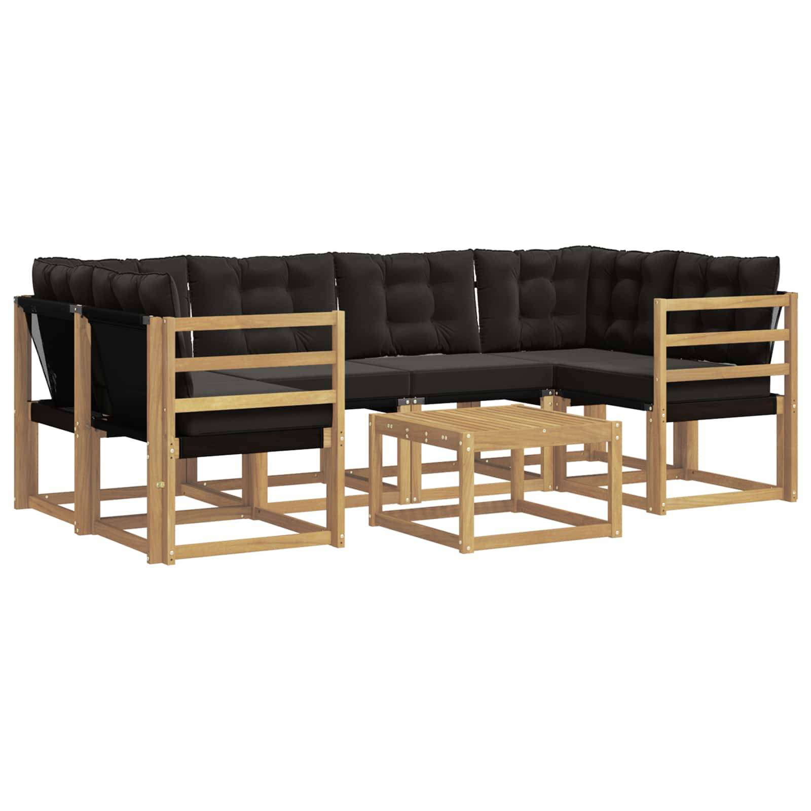 vidaXL Outdoor-Sofagarnitur mit Kissen 7 pcs Weiß und Schwarz