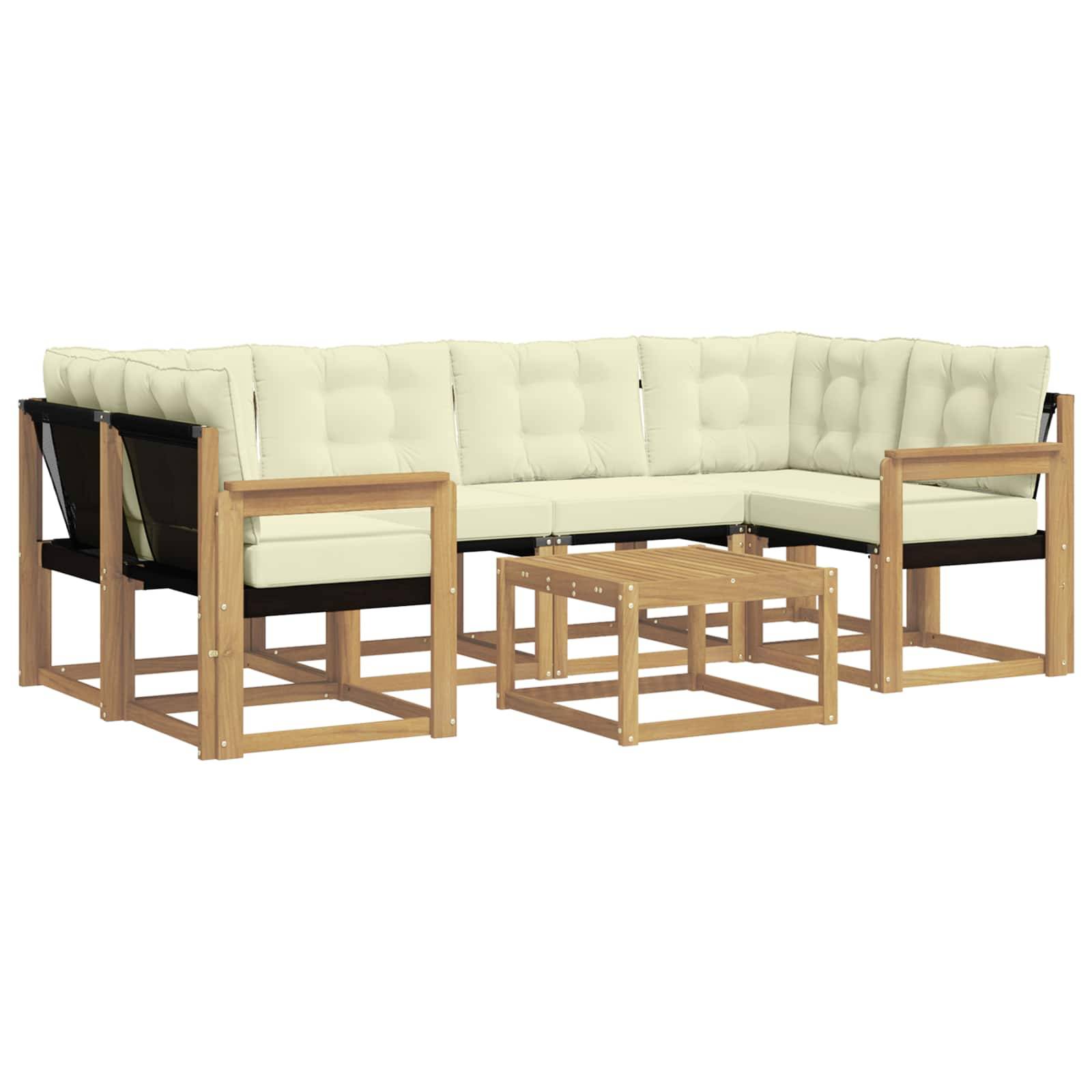 vidaXL Outdoor-Sofagarnitur mit Kissen 7 pcs Weiß und Creme