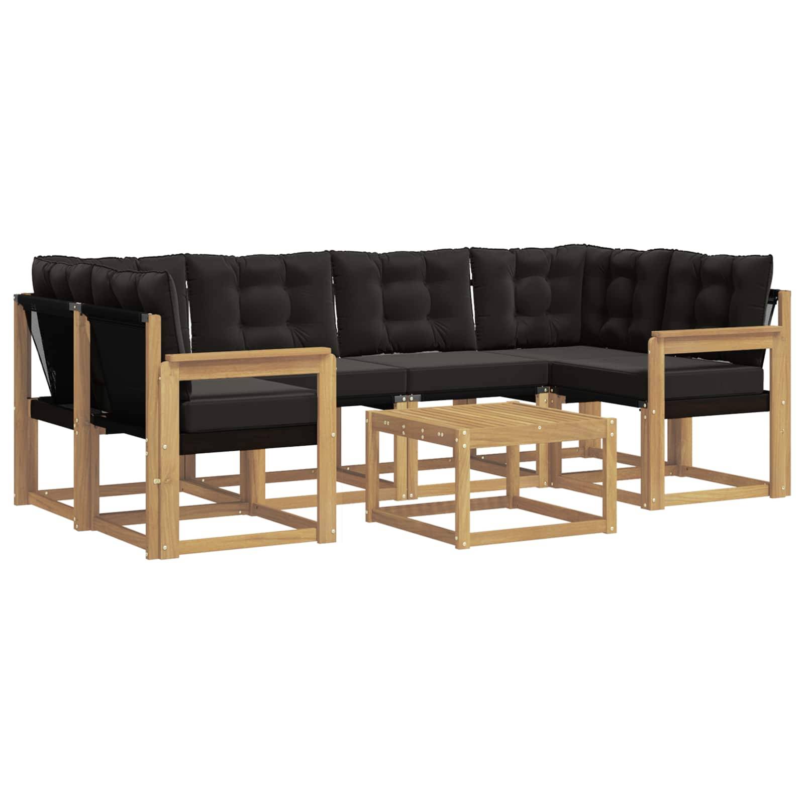 vidaXL Outdoor-Sofagarnitur mit Kissen 7 pcs Weiß und Schwarz