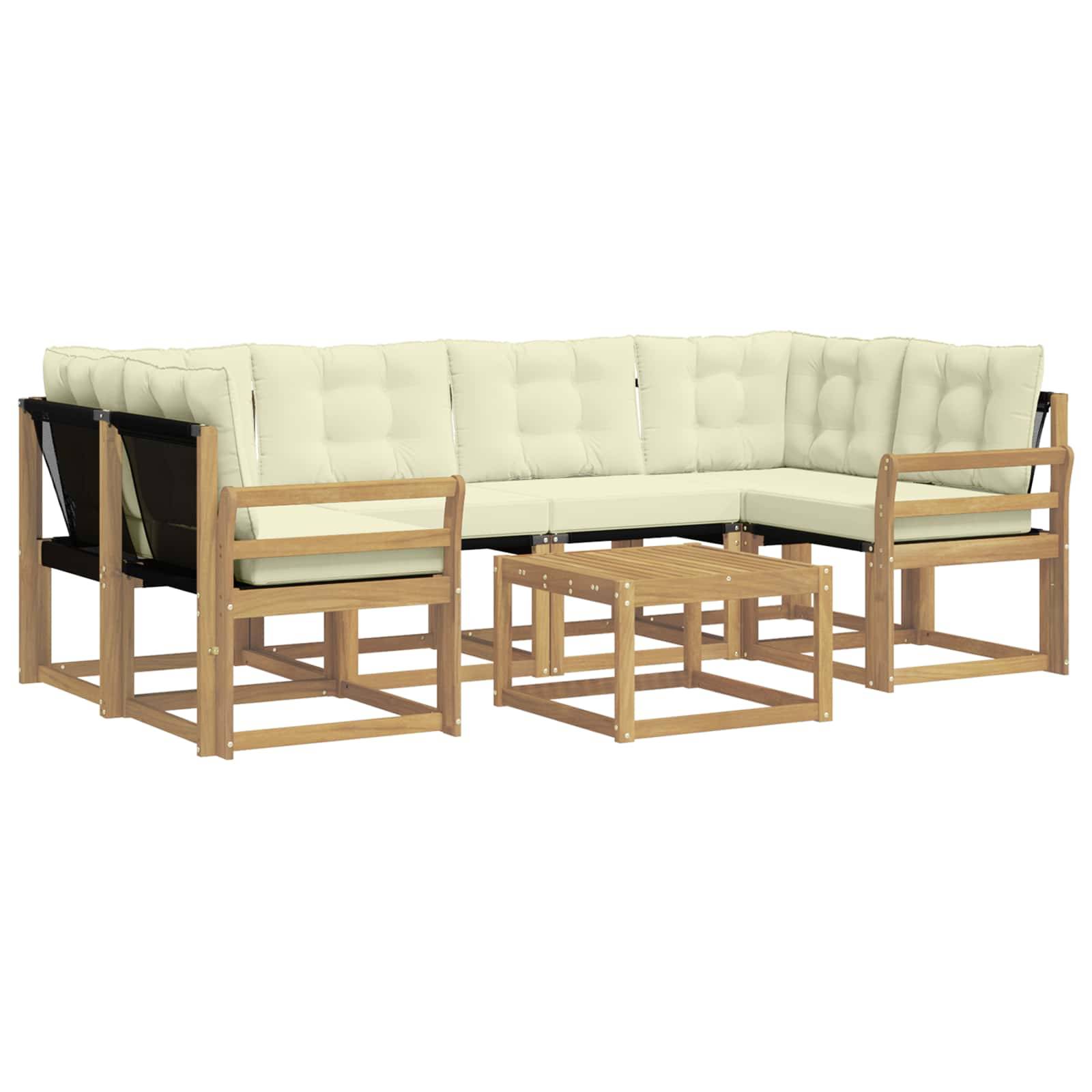 vidaXL Outdoor-Sofagarnitur mit Kissen 7 pcs Weiß und Creme