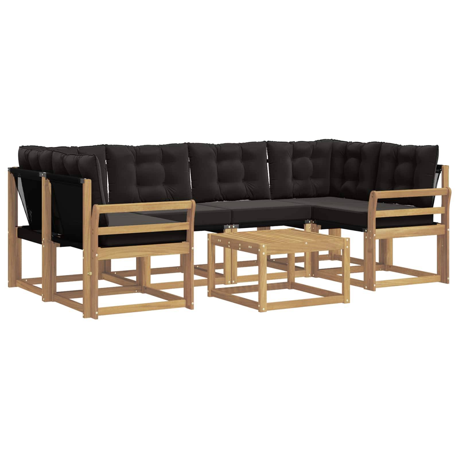 vidaXL Outdoor-Sofagarnitur mit Kissen 7 pcs Weiß und Schwarz