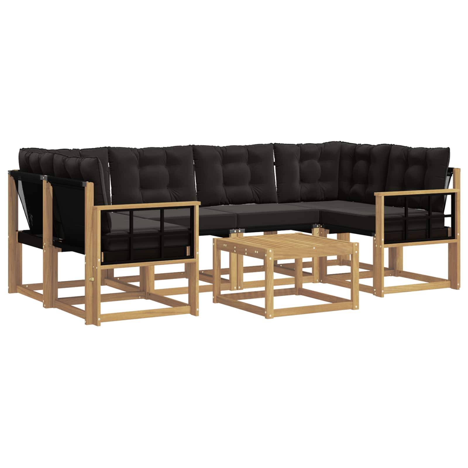 vidaXL Outdoor-Sofagarnitur mit Kissen 7 pcs Weiß und Schwarz