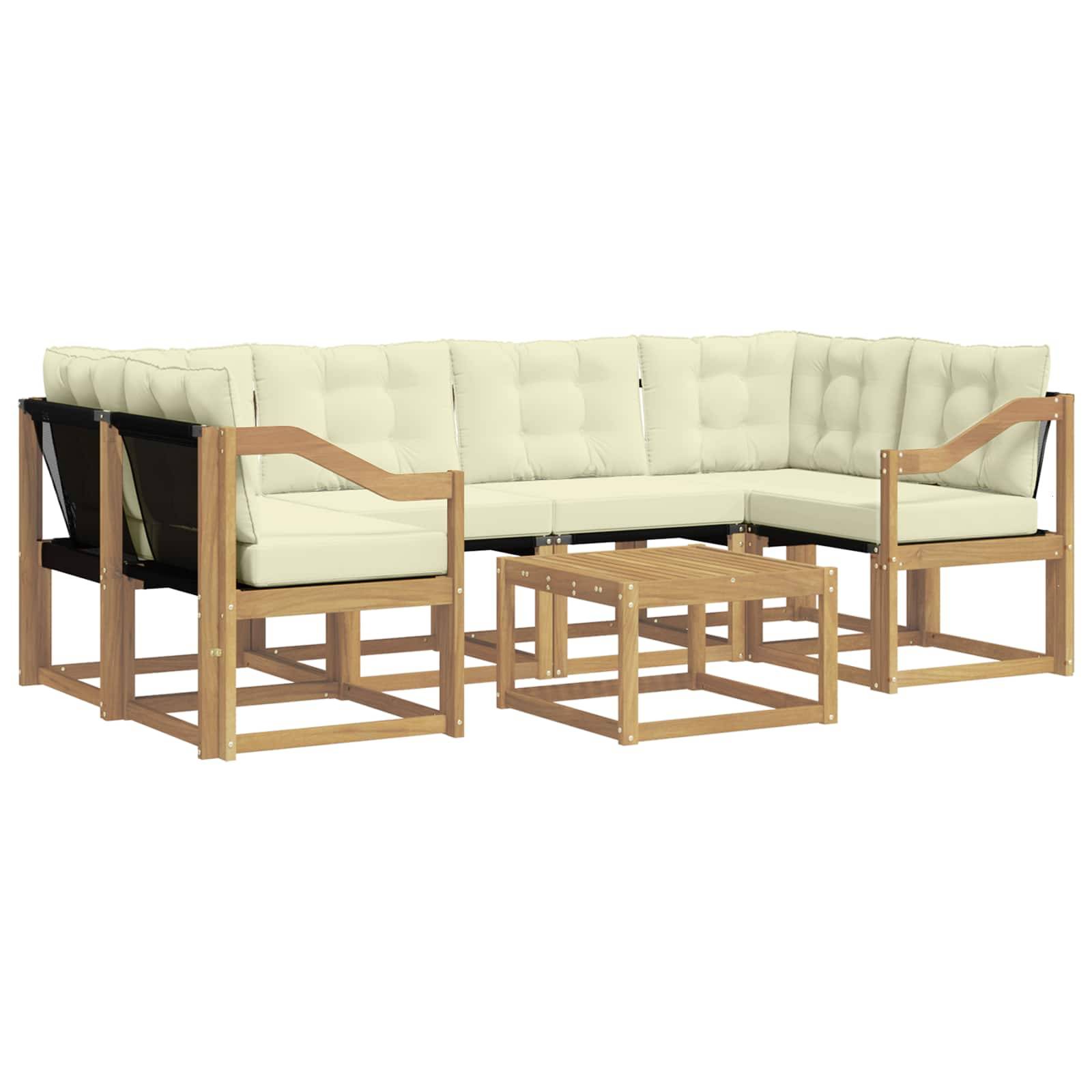 vidaXL Outdoor-Sofagarnitur mit Kissen 7 pcs Weiß und Creme