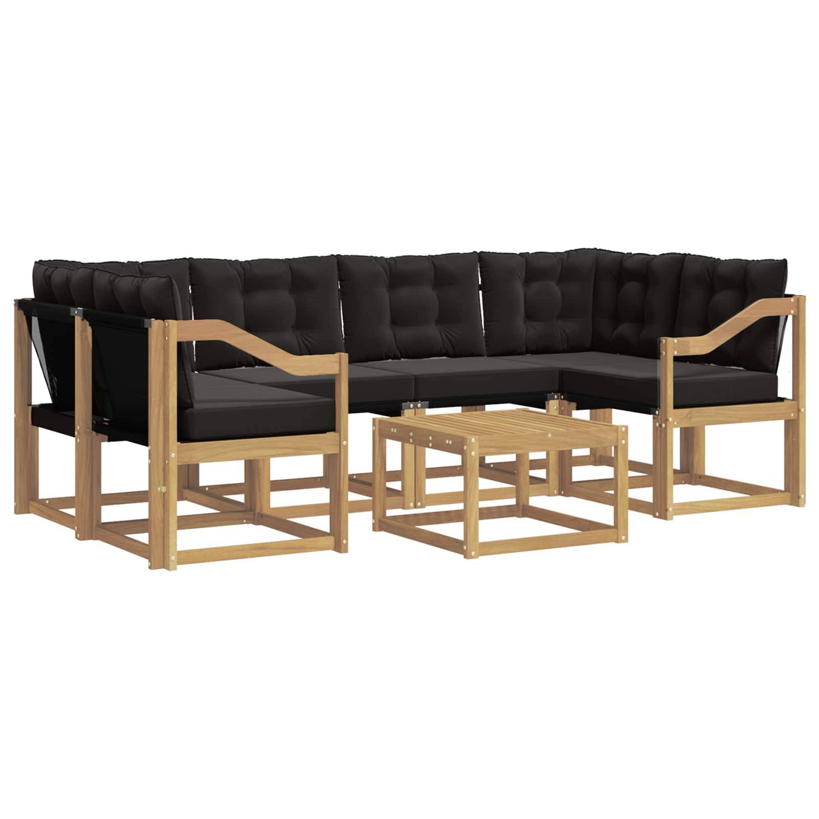 vidaXL Outdoor-Sofagarnitur mit Kissen 7 pcs Weiß und Schwarz