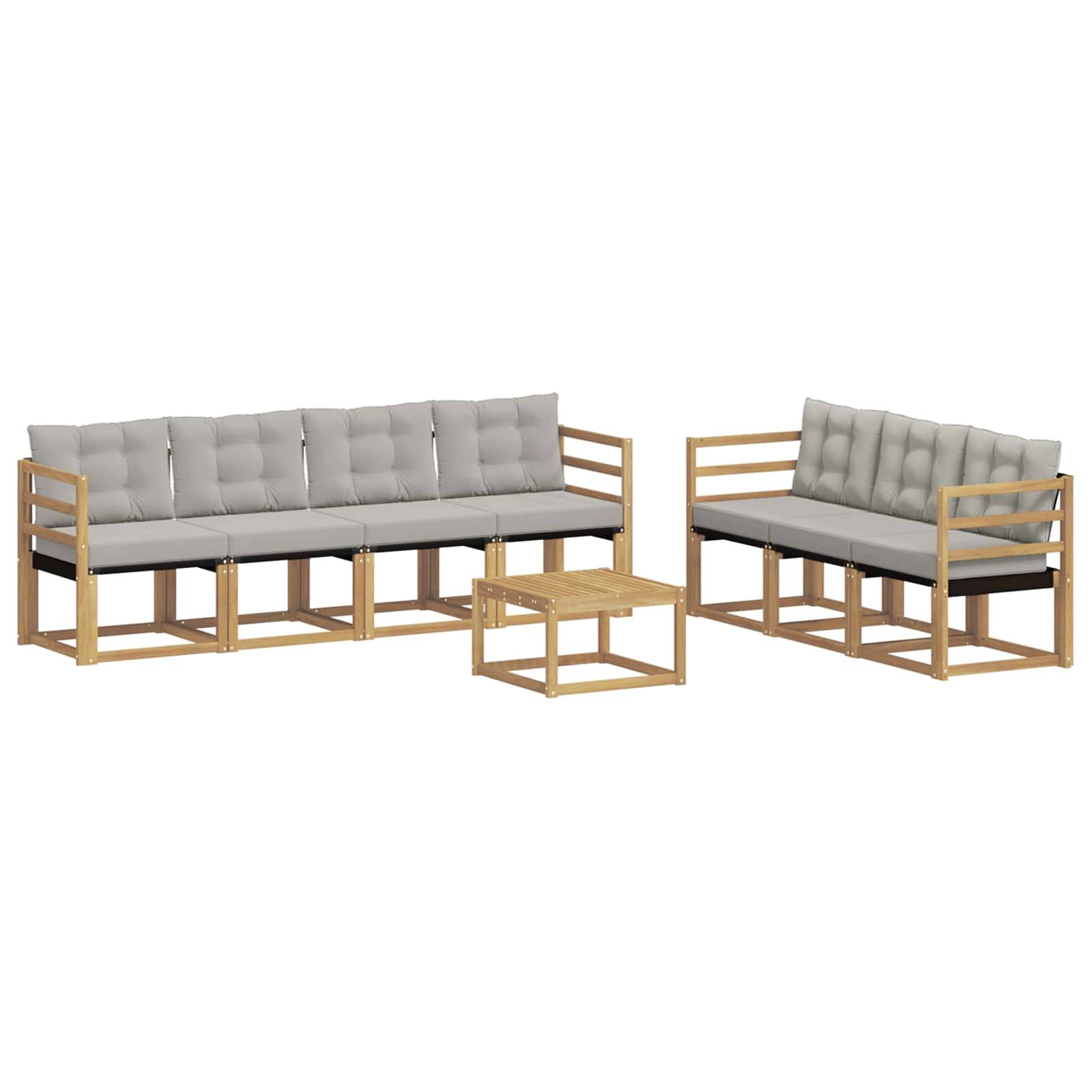 vidaXL Outdoor-Sofagarnitur mit Kissen 8 pcs Weiß und Hellgrau