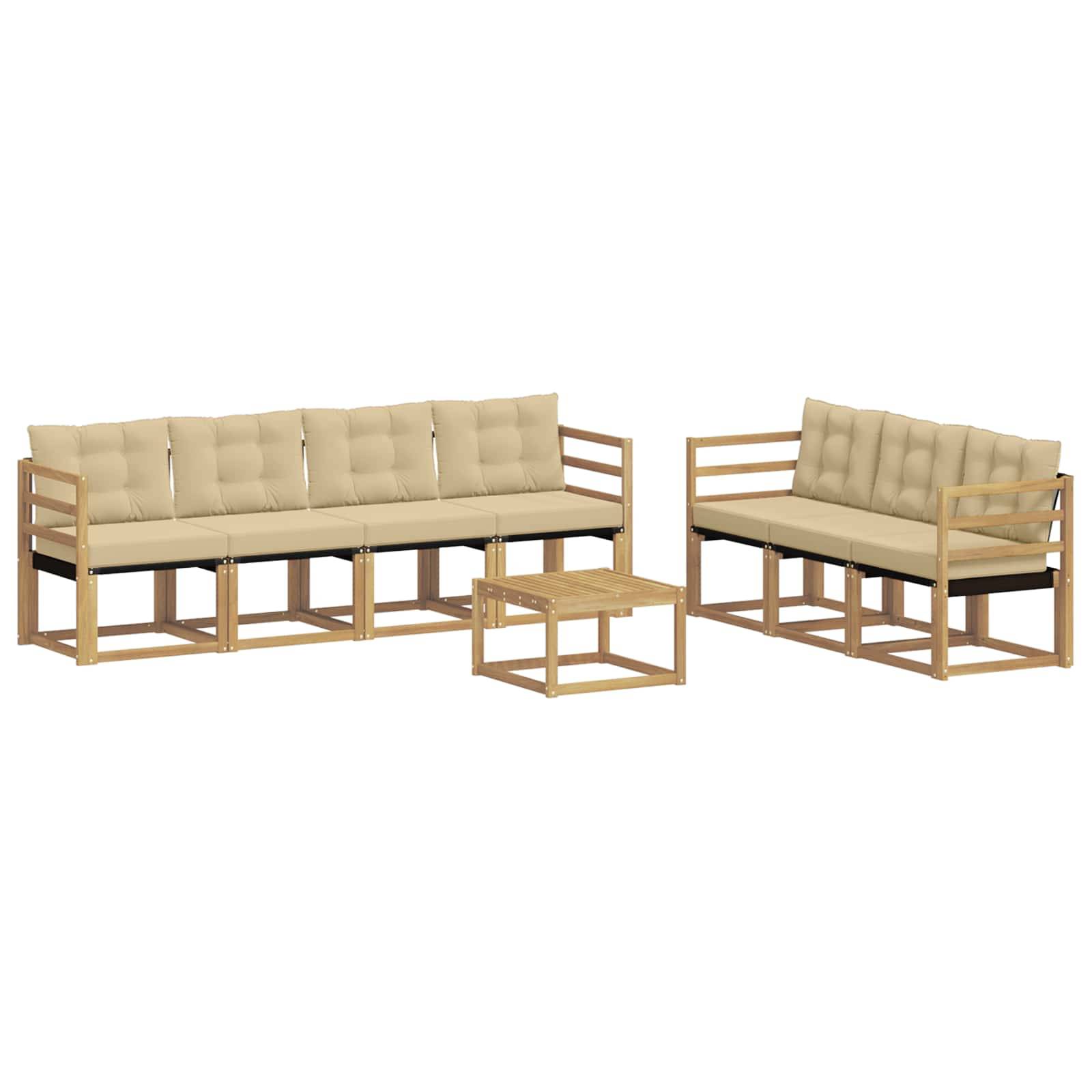 vidaXL Outdoor-Sofagarnitur mit Kissen 8 pcs Weiß und Beige