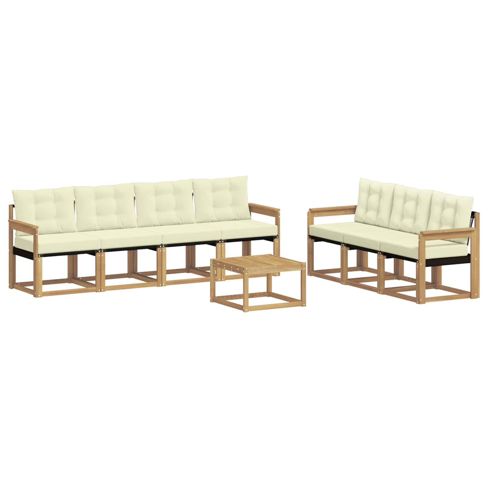 vidaXL Outdoor-Sofagarnitur mit Kissen 8 pcs Weiß und Creme
