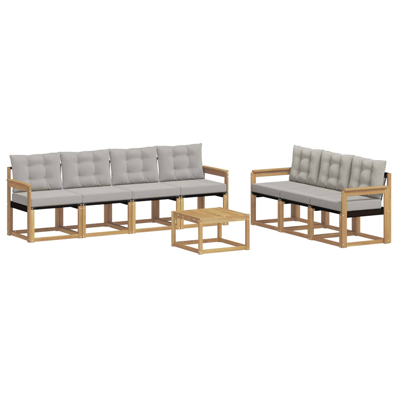 vidaXL Outdoor-Sofagarnitur mit Kissen 8 pcs Weiß und Hellgrau