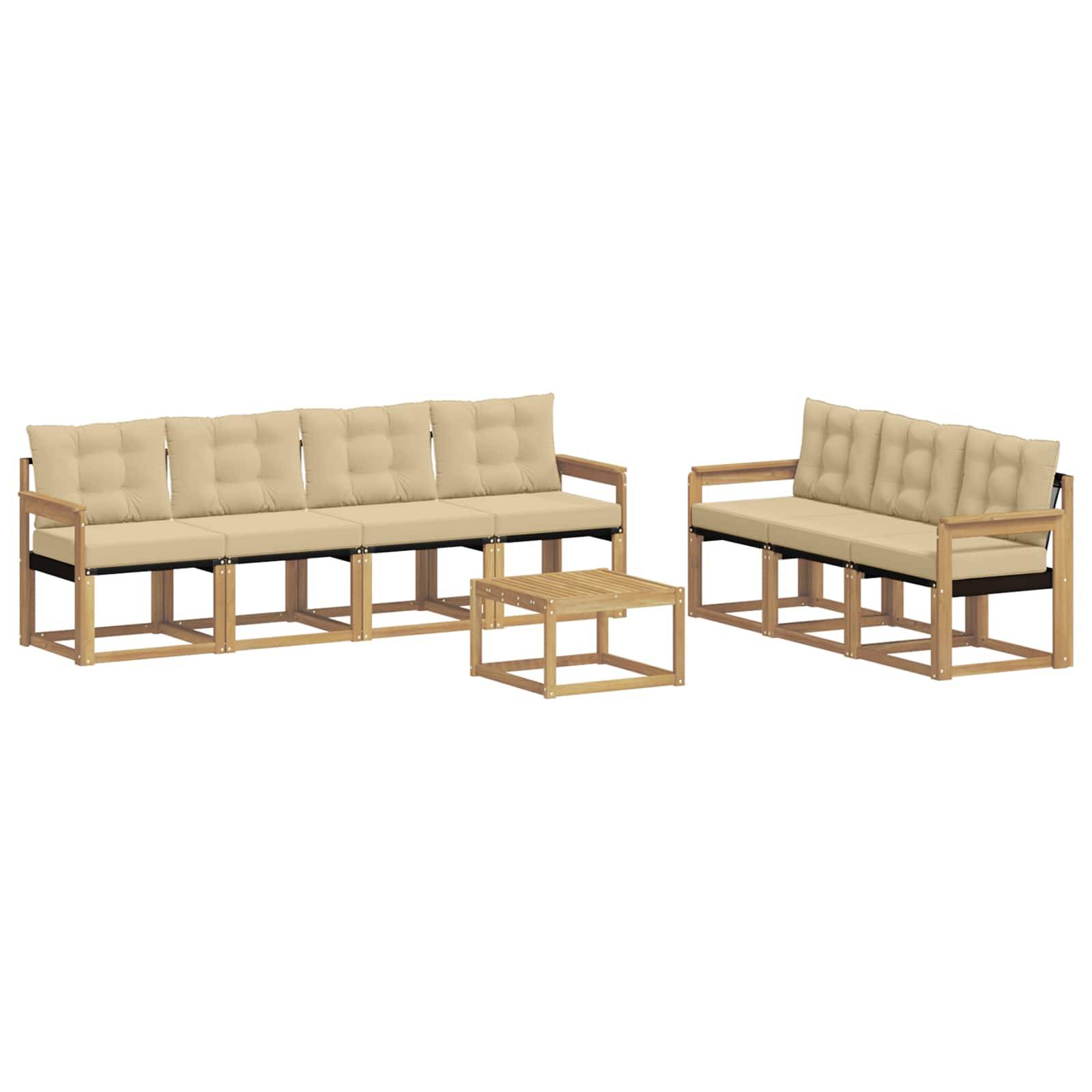 vidaXL Outdoor-Sofagarnitur mit Kissen 8 pcs Weiß und Beige