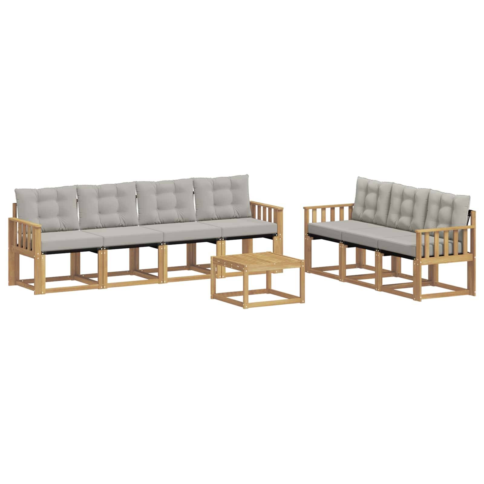 vidaXL Outdoor-Sofagarnitur mit Kissen 8 pcs Weiß und Hellgrau