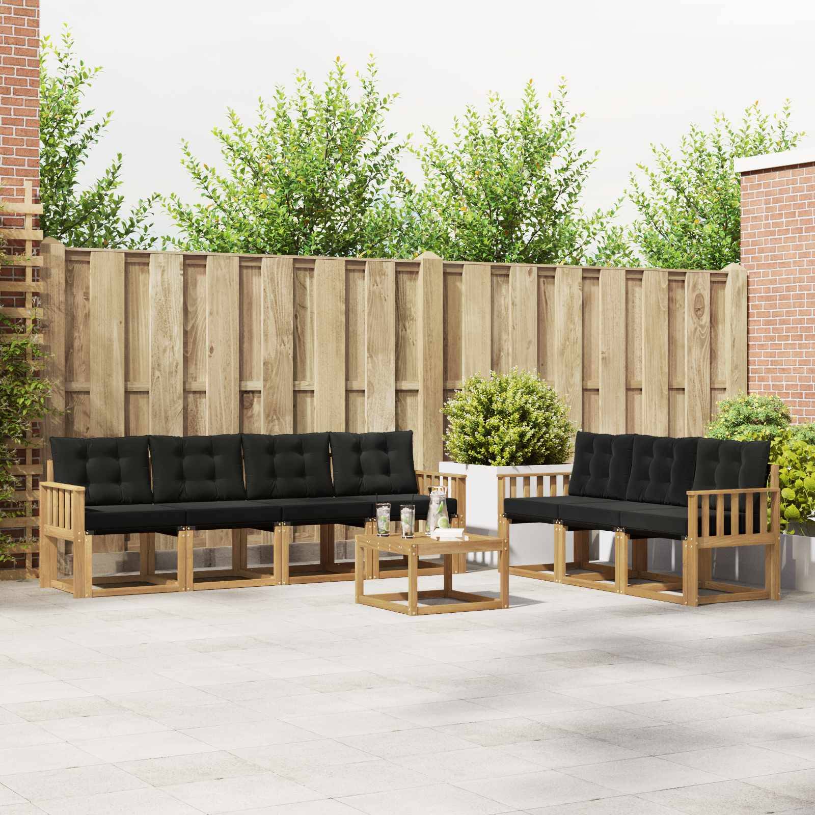 vidaXL Outdoor-Sofagarnitur mit Kissen 8 pcs Weiß und Schwarz