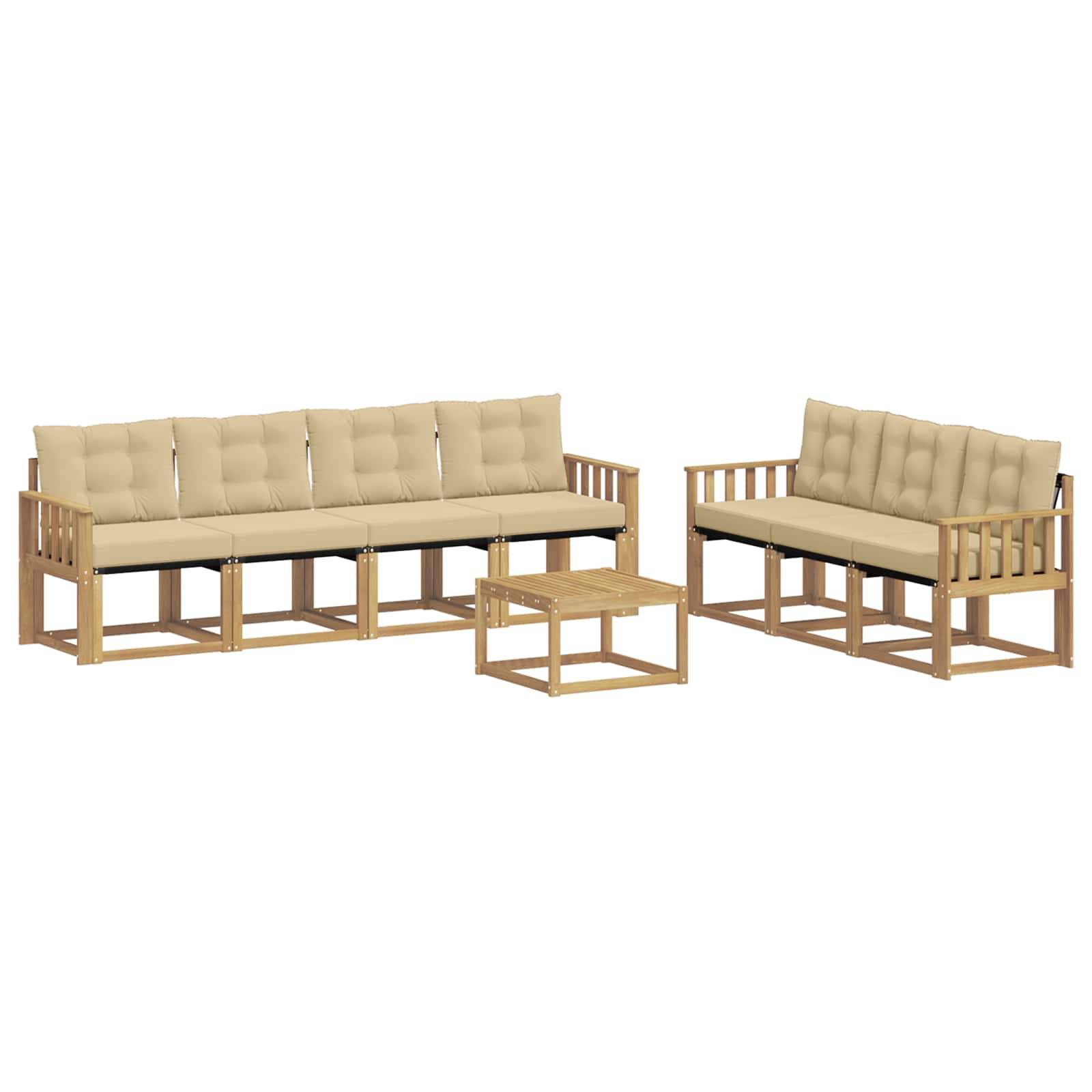 vidaXL Outdoor-Sofagarnitur mit Kissen 8 pcs Weiß und Beige
