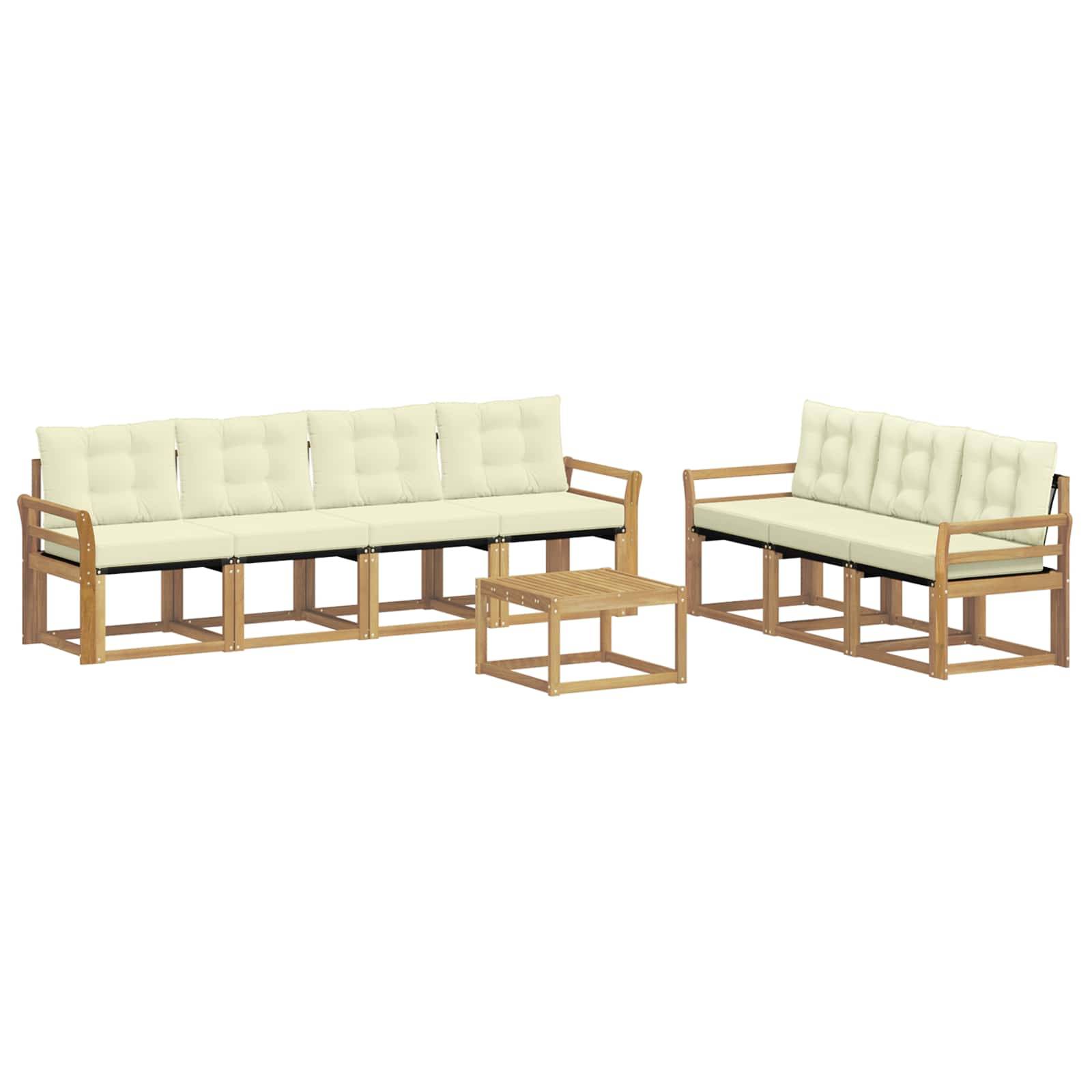 vidaXL Outdoor-Sofagarnitur mit Kissen 8 pcs Weiß und Creme