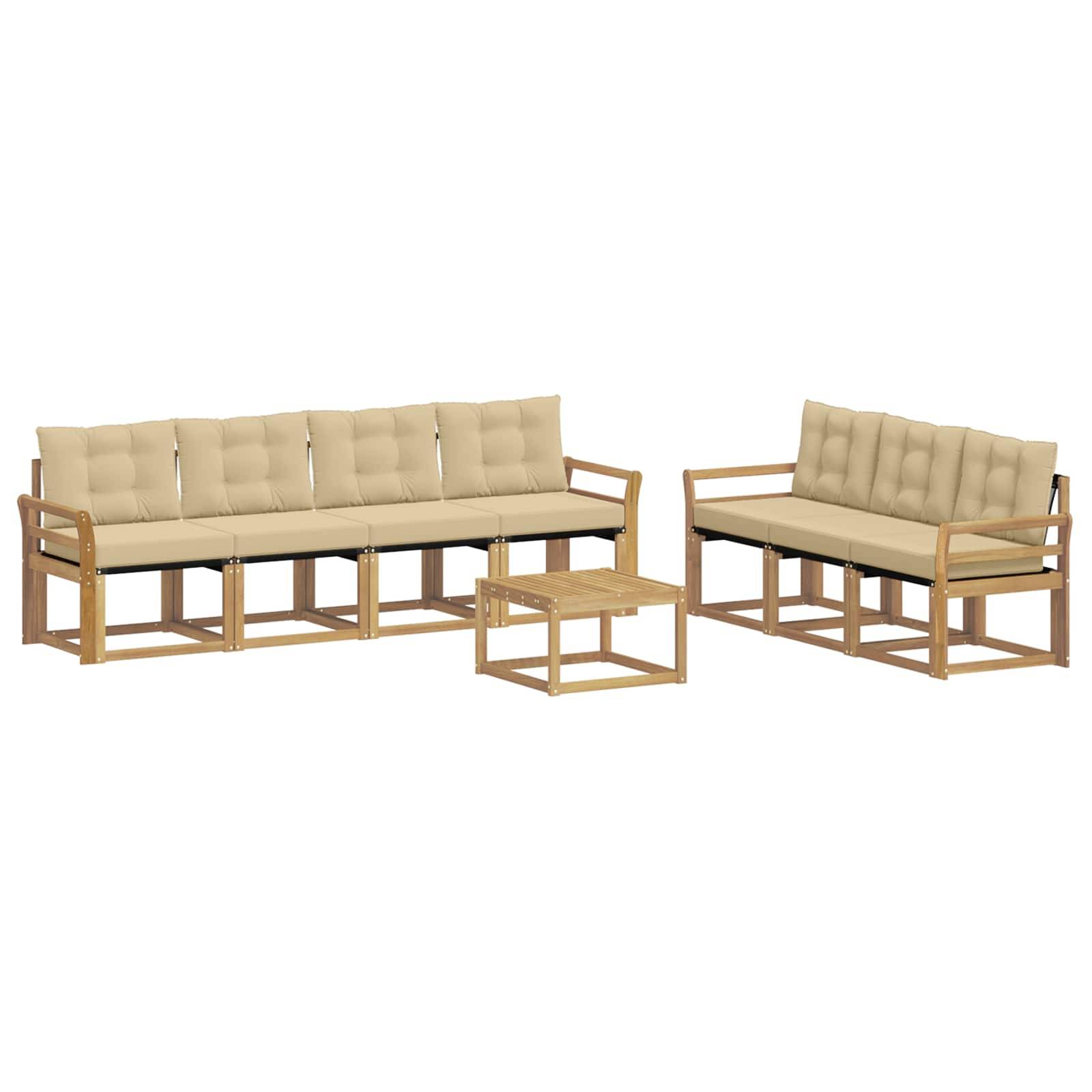 vidaXL Outdoor-Sofagarnitur mit Kissen 8 pcs Weiß und Beige