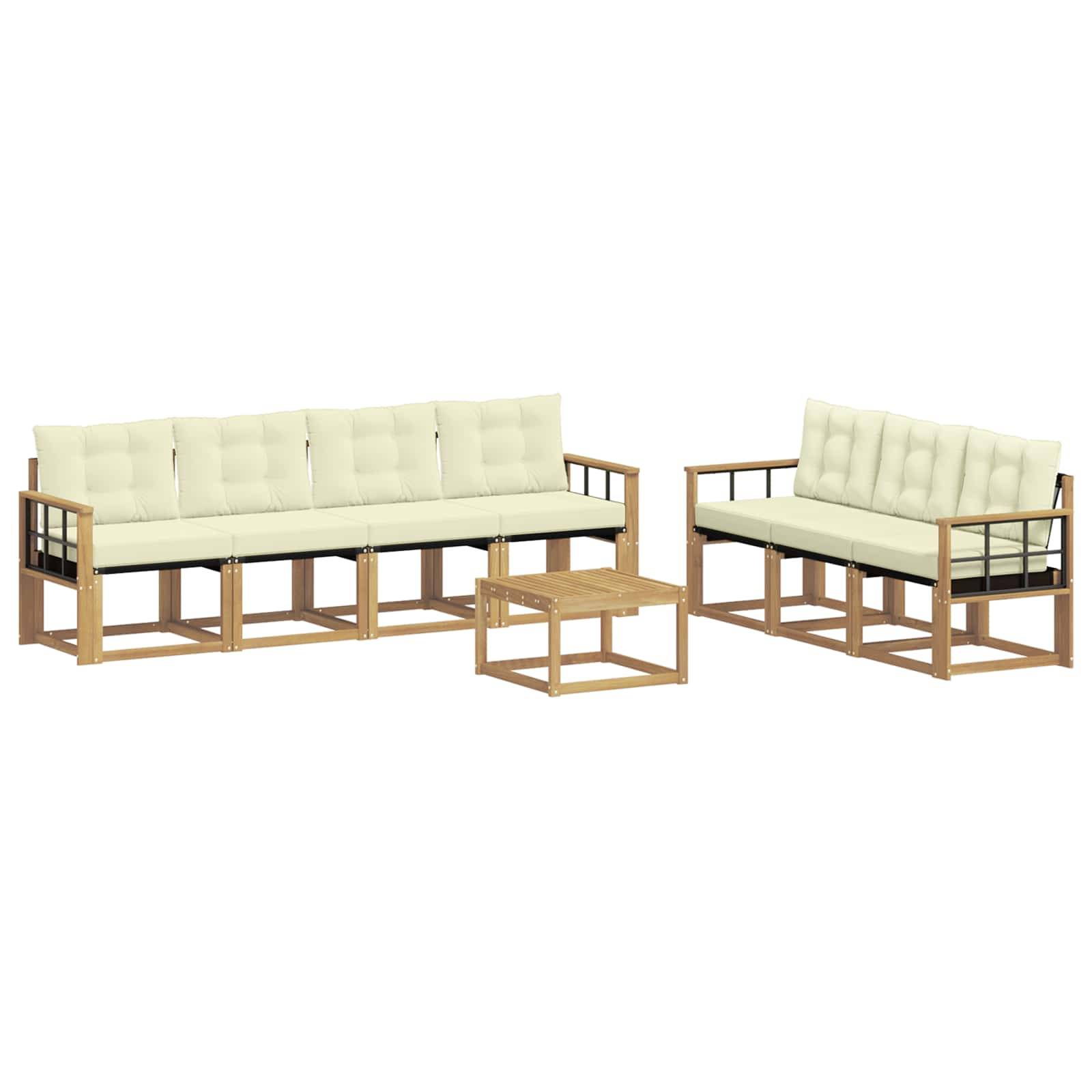 vidaXL Outdoor-Sofagarnitur mit Kissen 8 pcs Weiß und Creme