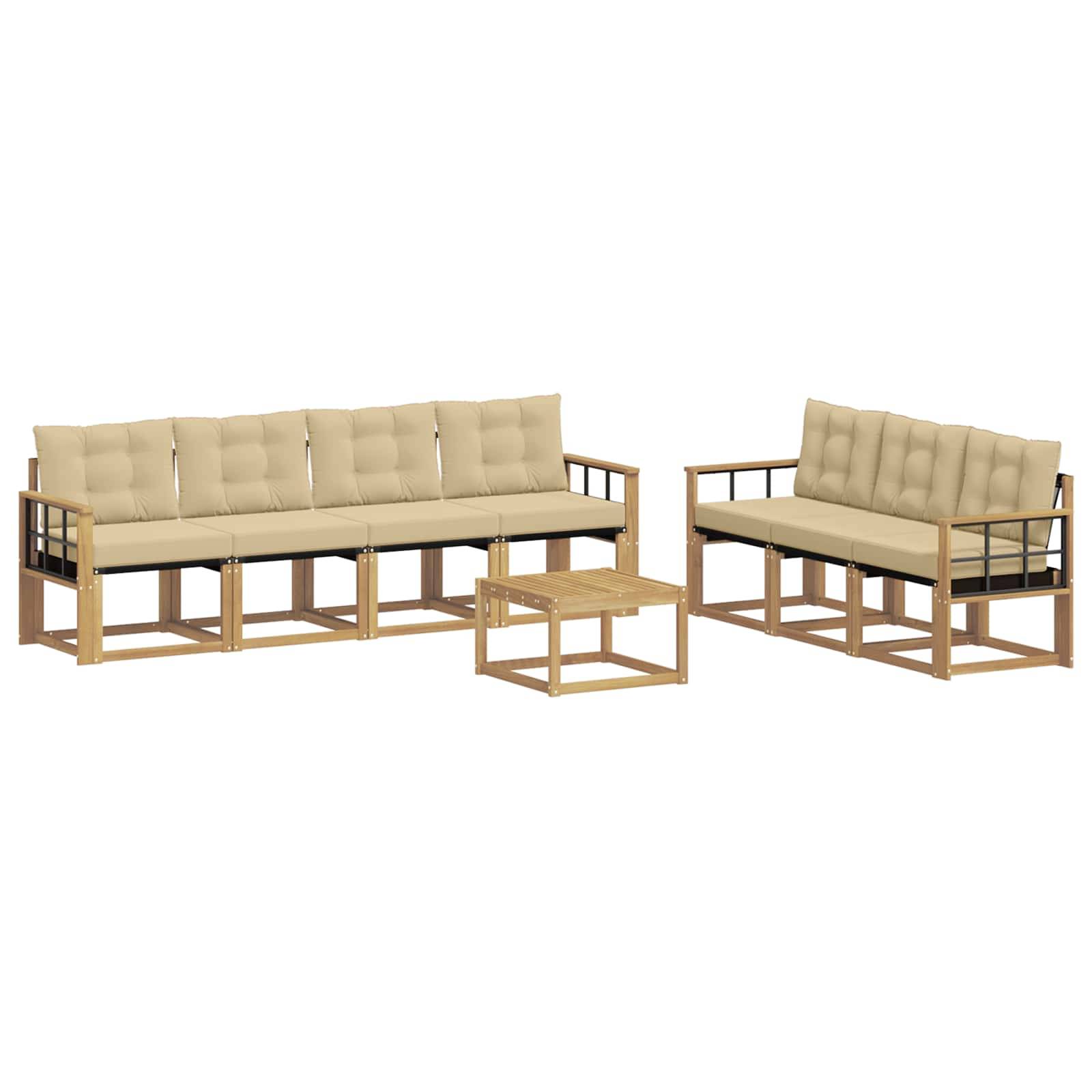 vidaXL Outdoor-Sofagarnitur mit Kissen 8 pcs Weiß und Beige
